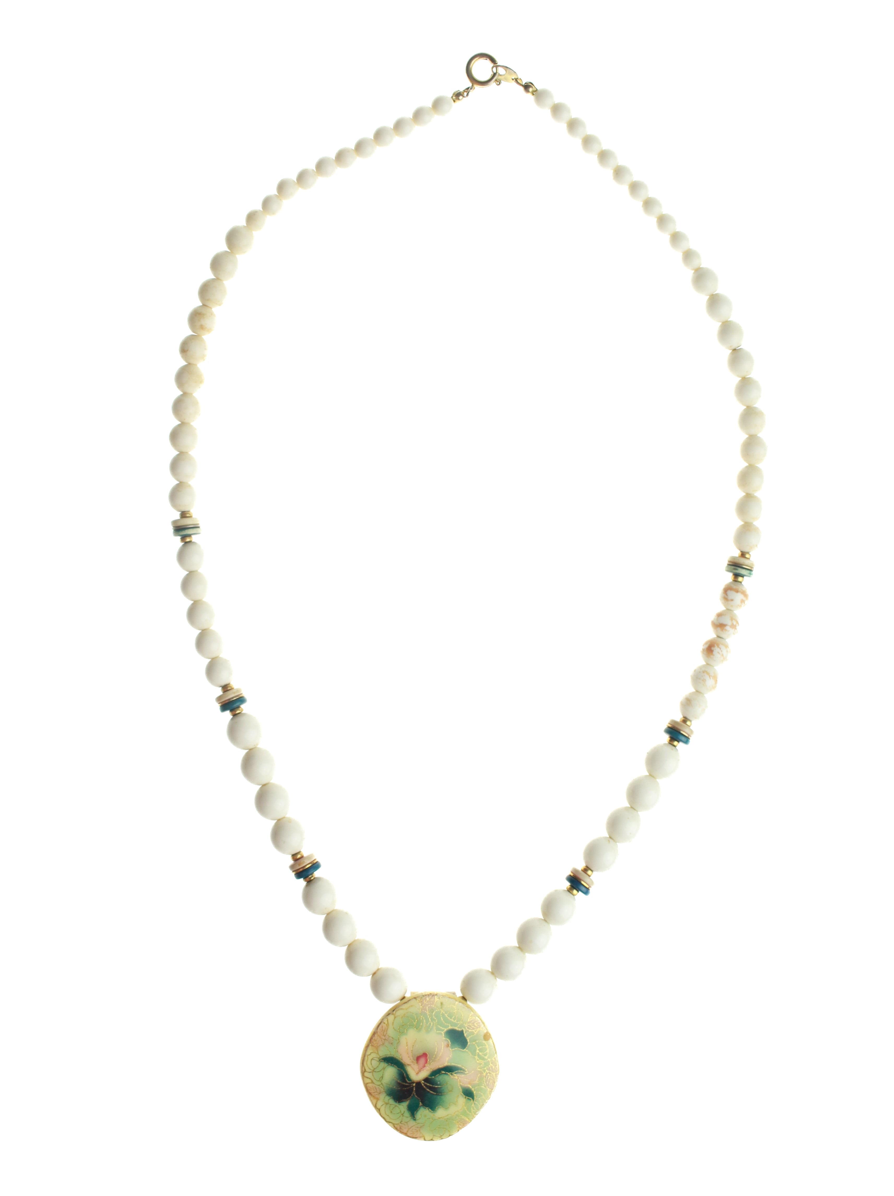 Gilded Clay Pendant Beaded Necklace
