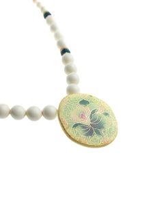 Gilded Clay Pendant Beaded Necklace
