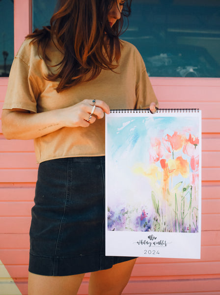 ANTHROPOLOGIE Whitney Winkler Watercolor and Ink Art Purse Insert Wallet Zip