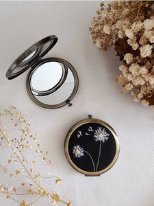 Floral Embroidered Compact Mirror