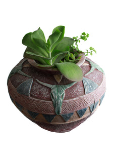Vintage 80's Desert Pot with Succulents