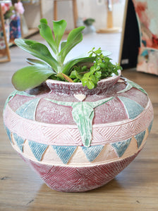 Vintage 80's Desert Pot with Succulents