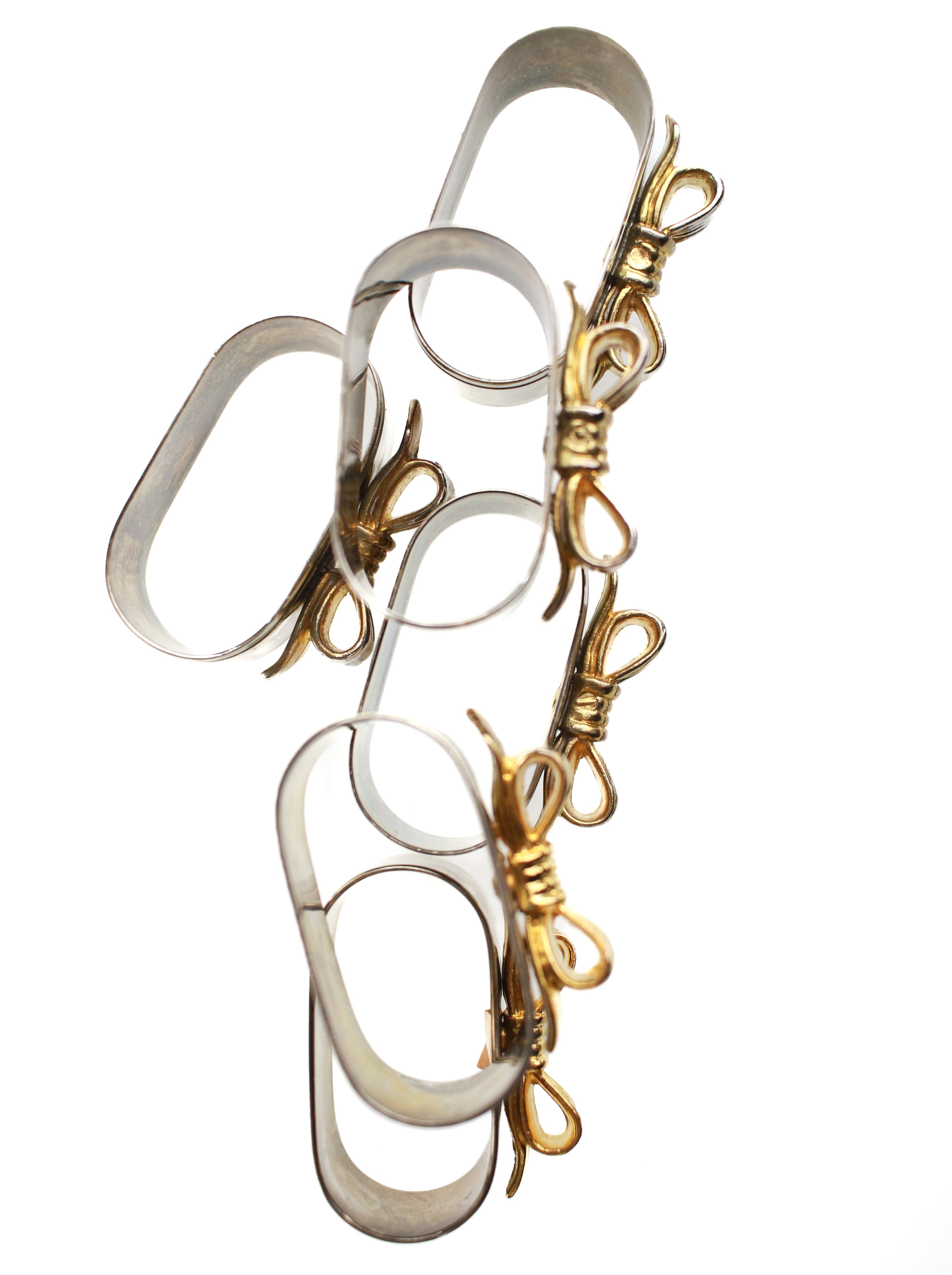 Whit's Vintage Picks- Gold Bow Napkin Holder Set of 6