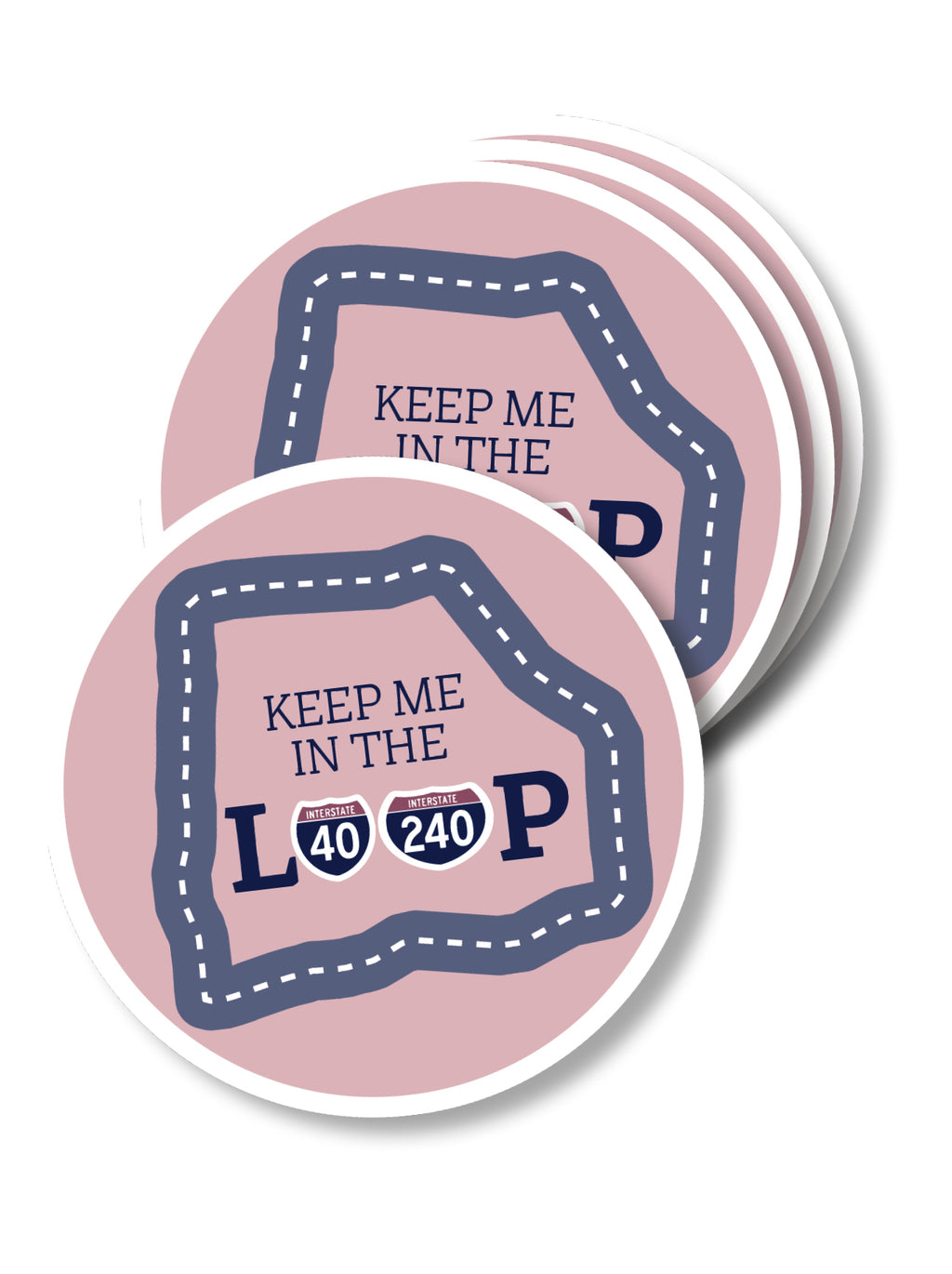 memphis 240 loop sticker with pink background and grey street loop
