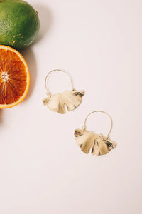 Ginkgo Hoop Earrings | 18k Gold Plating