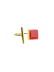Gold Square Red Ring