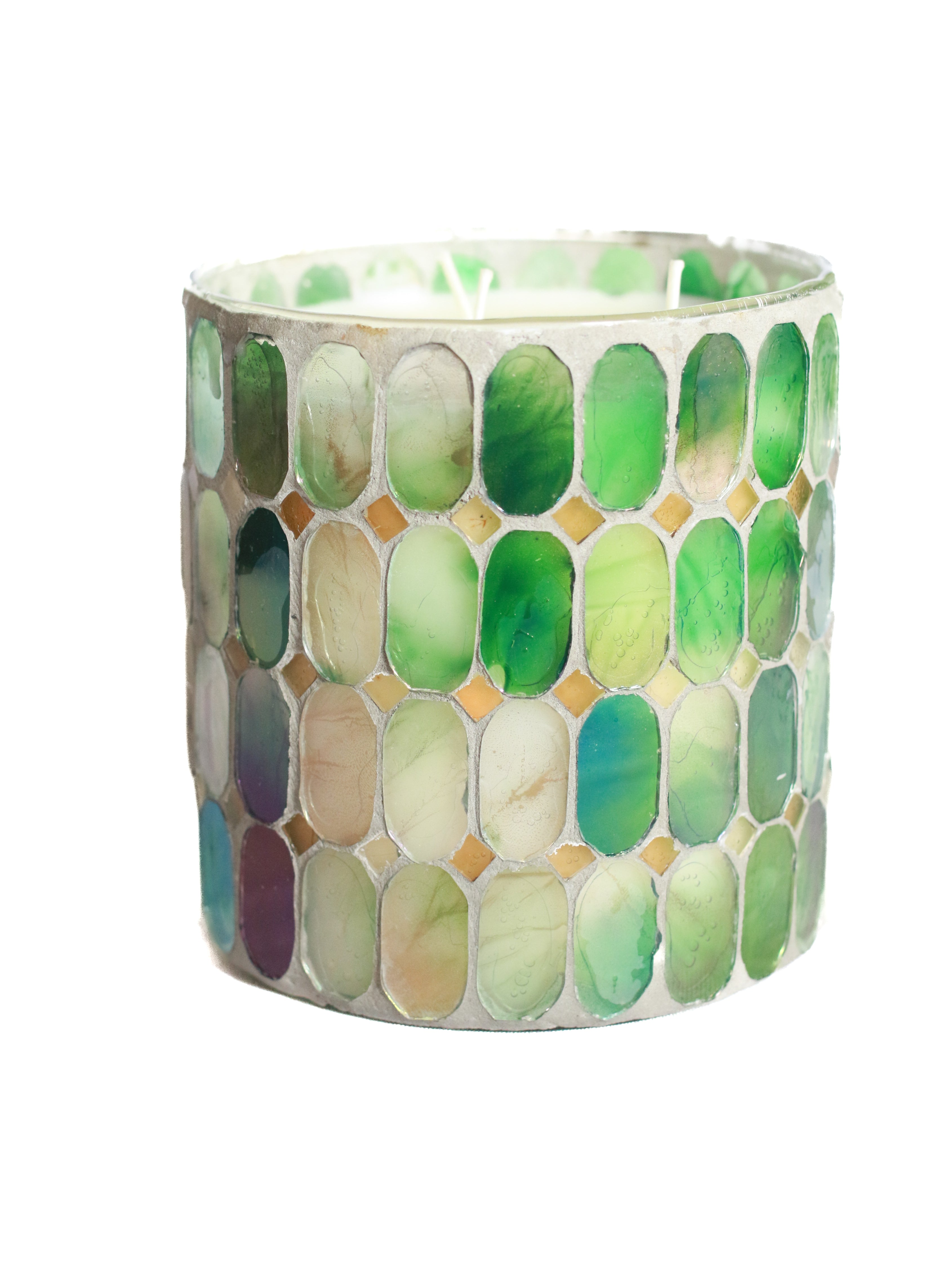 Green Mosaic Candle