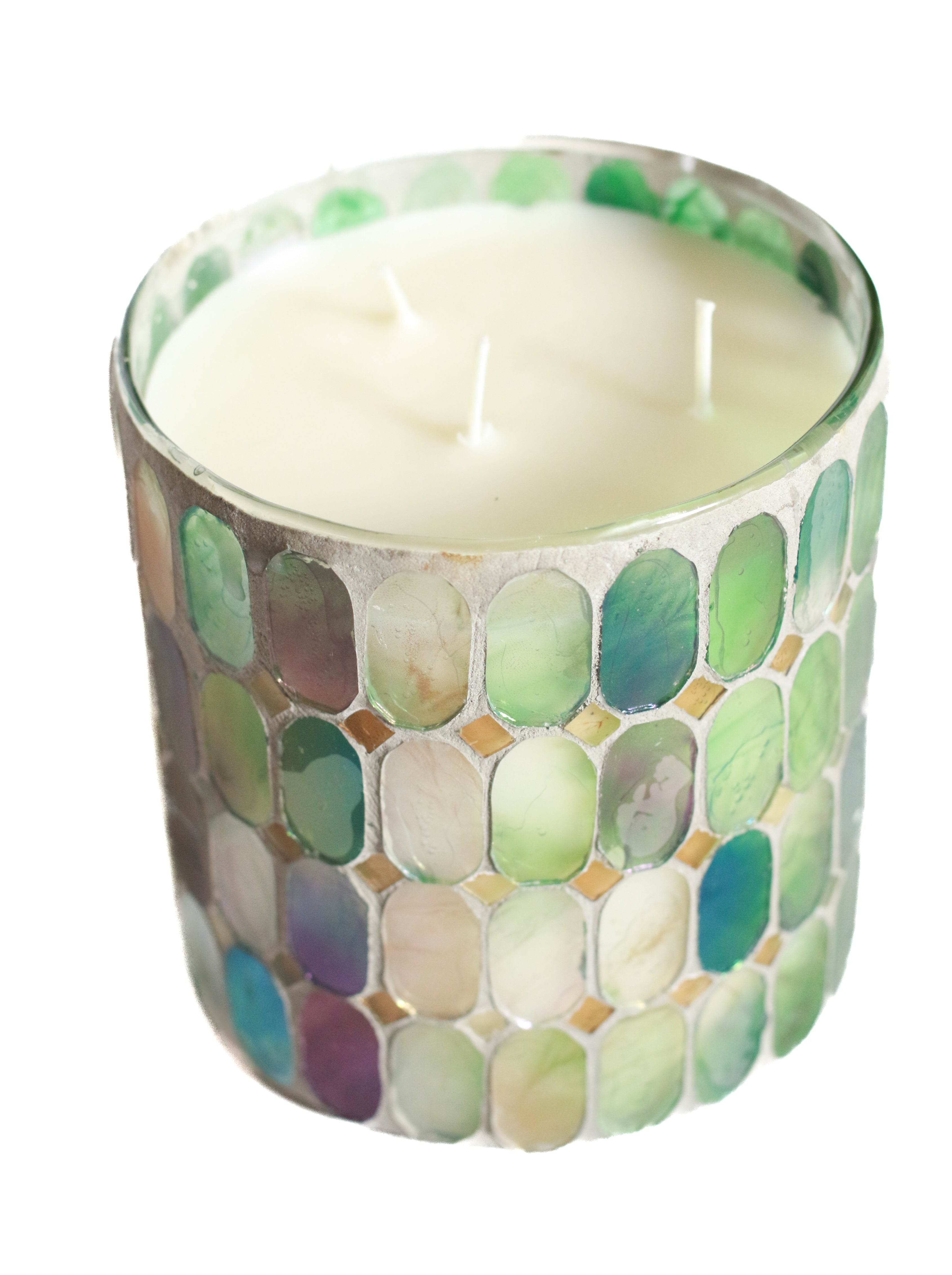 Green Mosaic Candle