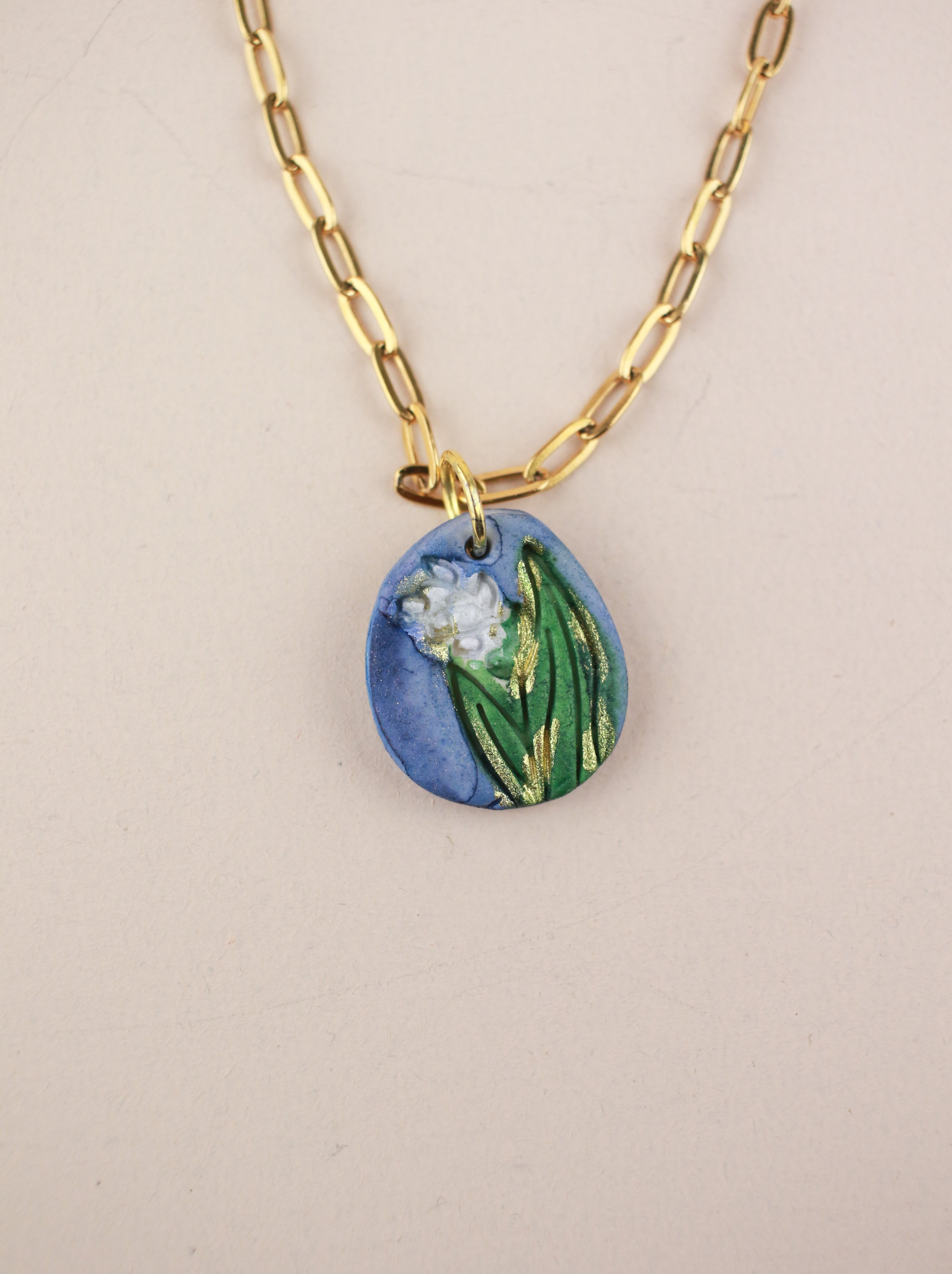 (Pre-order) May Lily of the Valley Birth Flower Charm Necklace