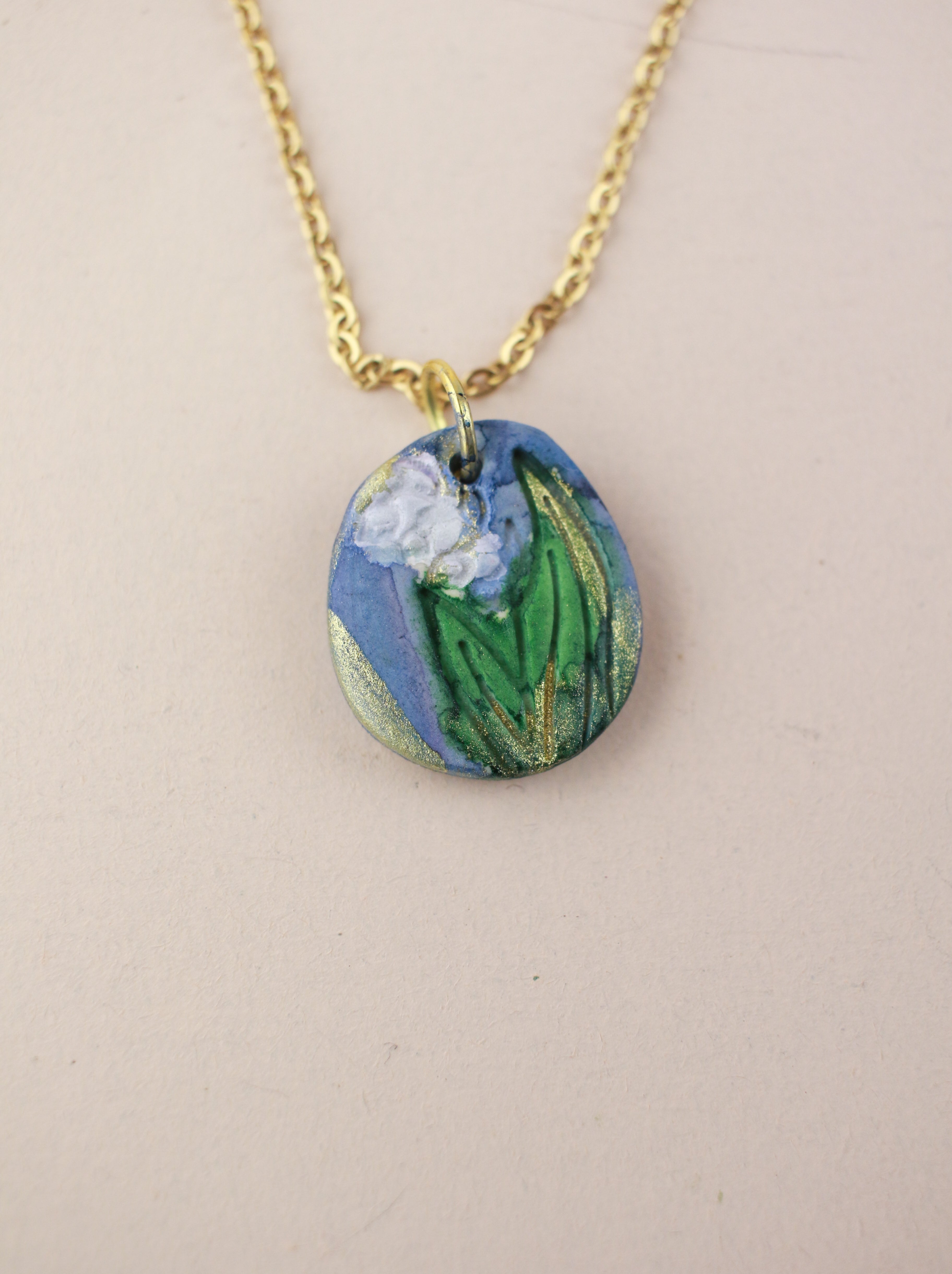 (Pre-order) May Lily of the Valley Birth Flower Charm Necklace