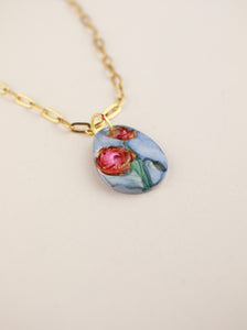 (Pre-order) August Poppy Birth Flower Charm Necklace