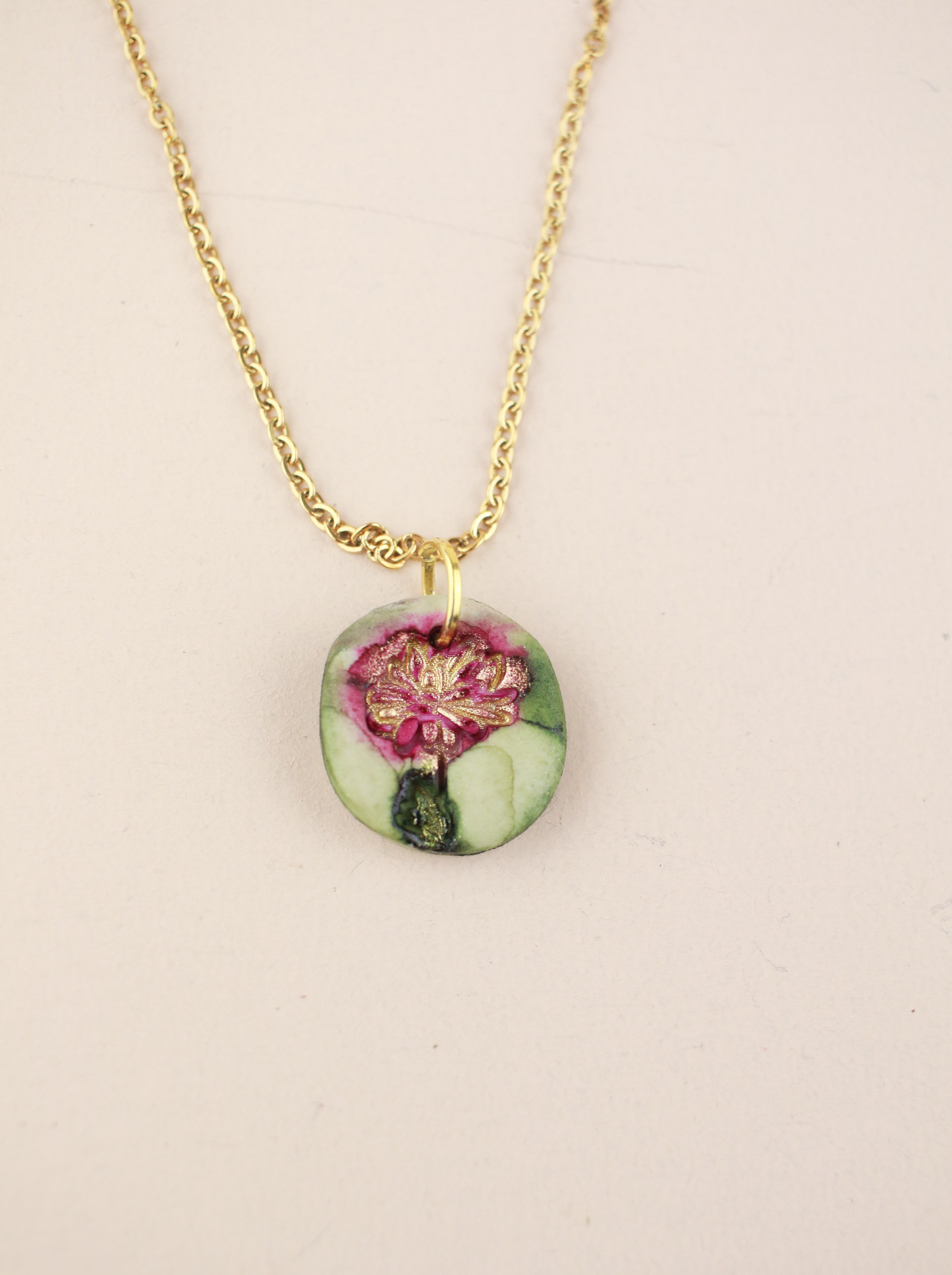 (Pre-order) November Chrysanthemum Birth Flower Charm Necklace