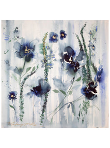 30x30 Blue Floral Giclee Print