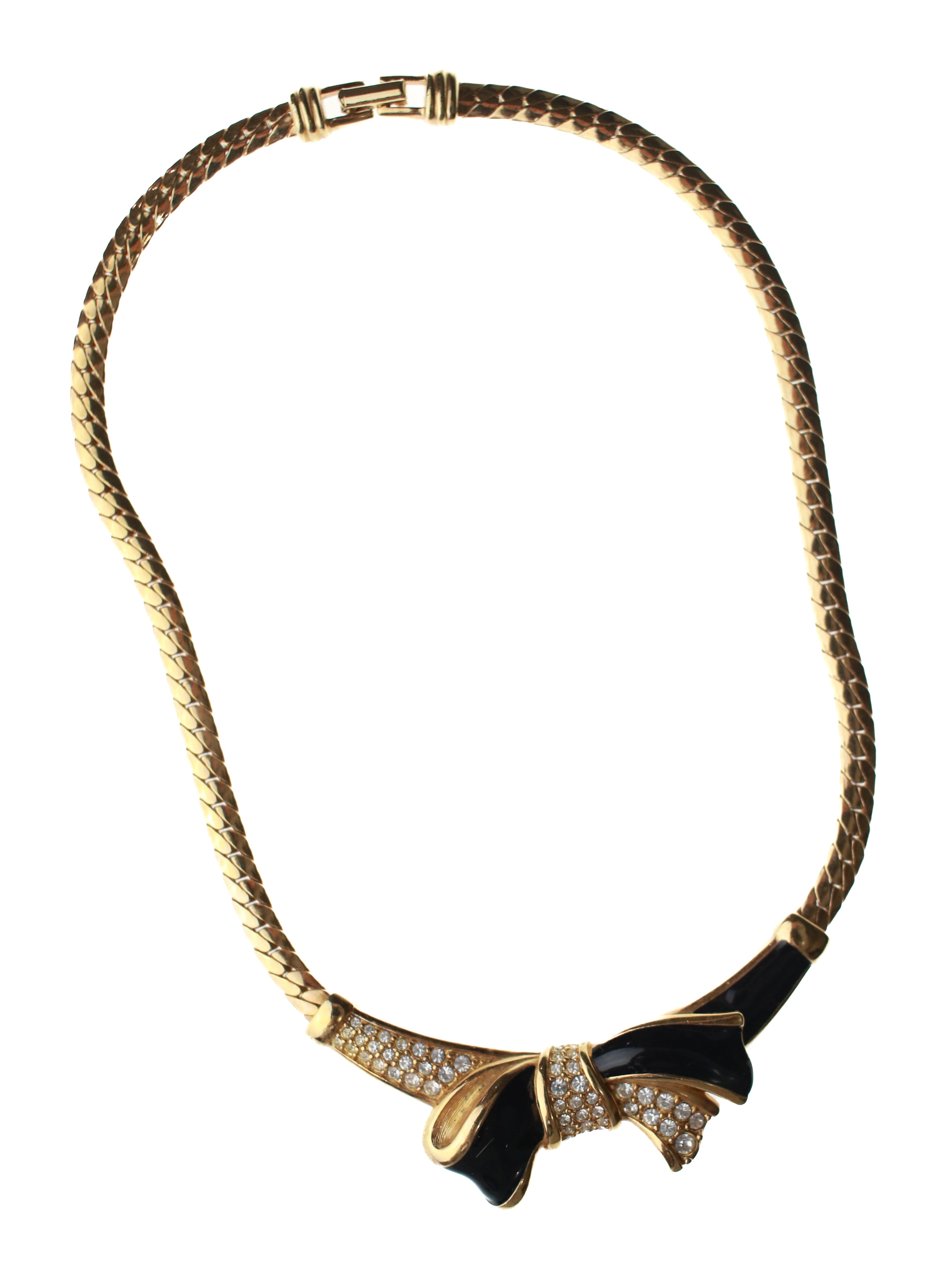 Black and Gold Bow Necklace