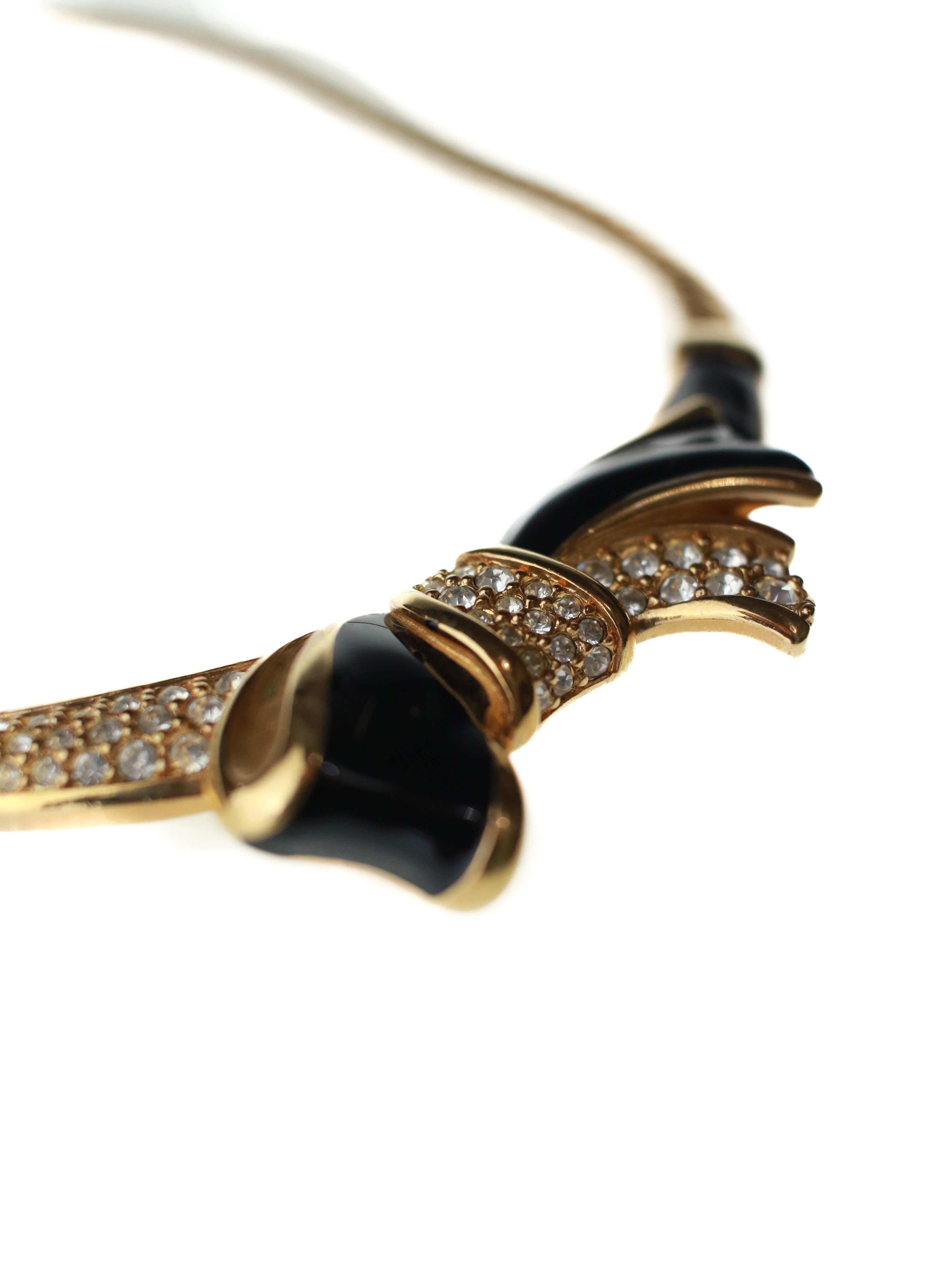 Black and Gold Bow Necklace