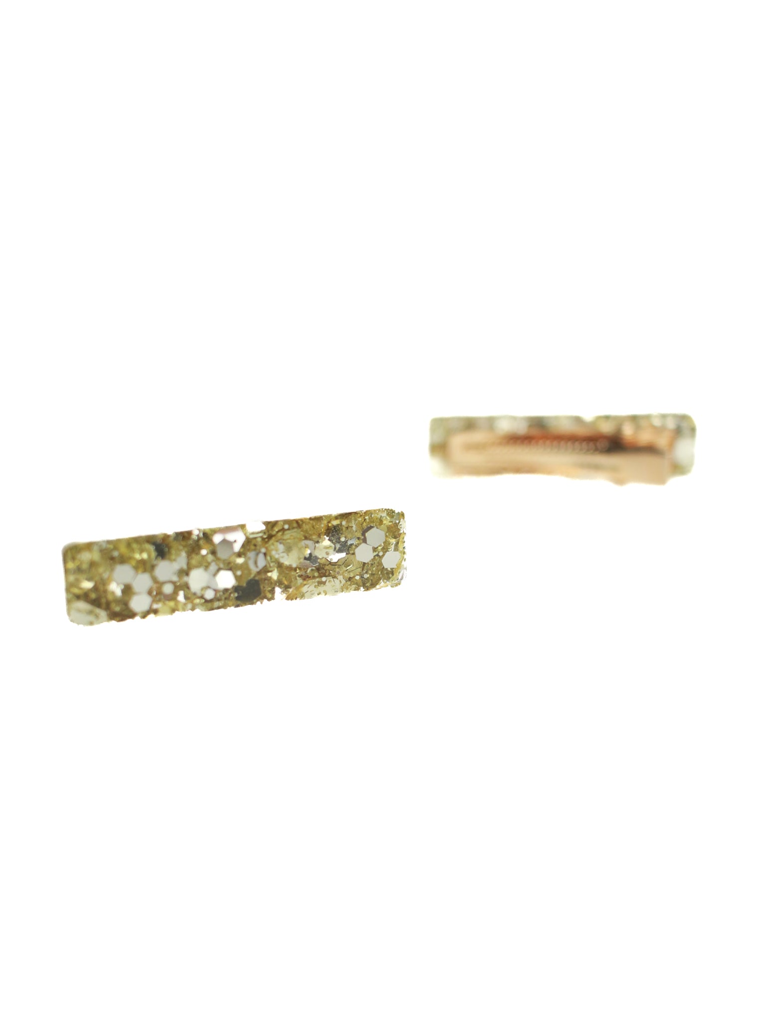 Vintage Gold Hybrid Glitter Resin Hair Clips