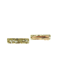 Vintage Gold Hybrid Glitter Resin Hair Clips