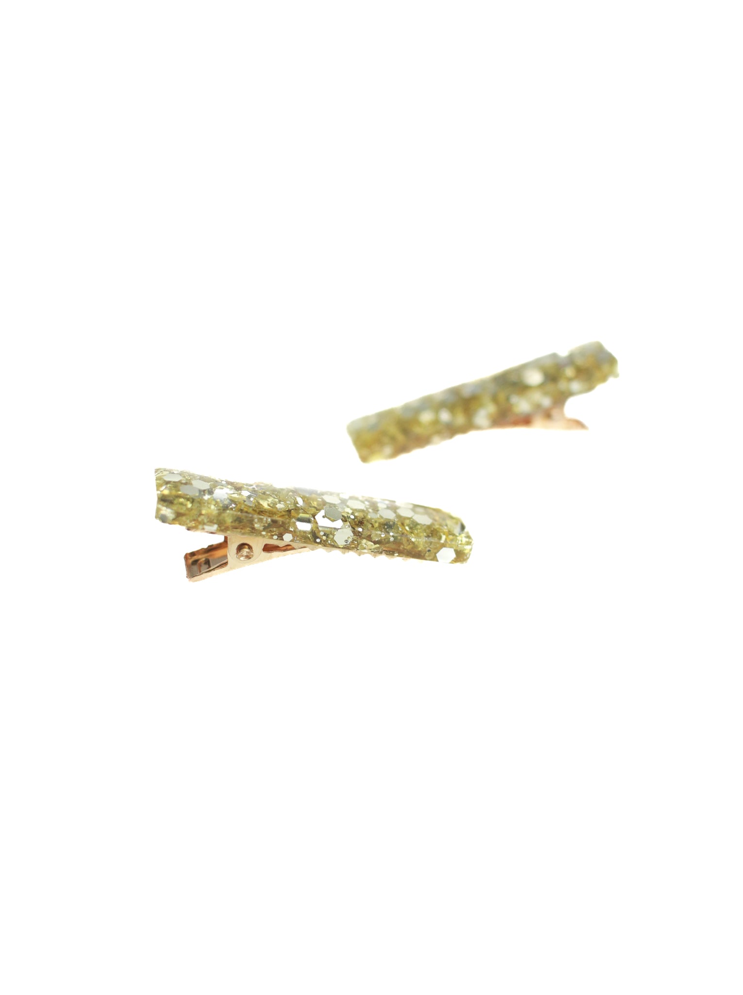 Vintage Gold Hybrid Glitter Resin Hair Clips