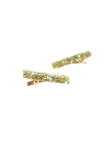 Vintage Gold Hybrid Glitter Resin Hair Clips