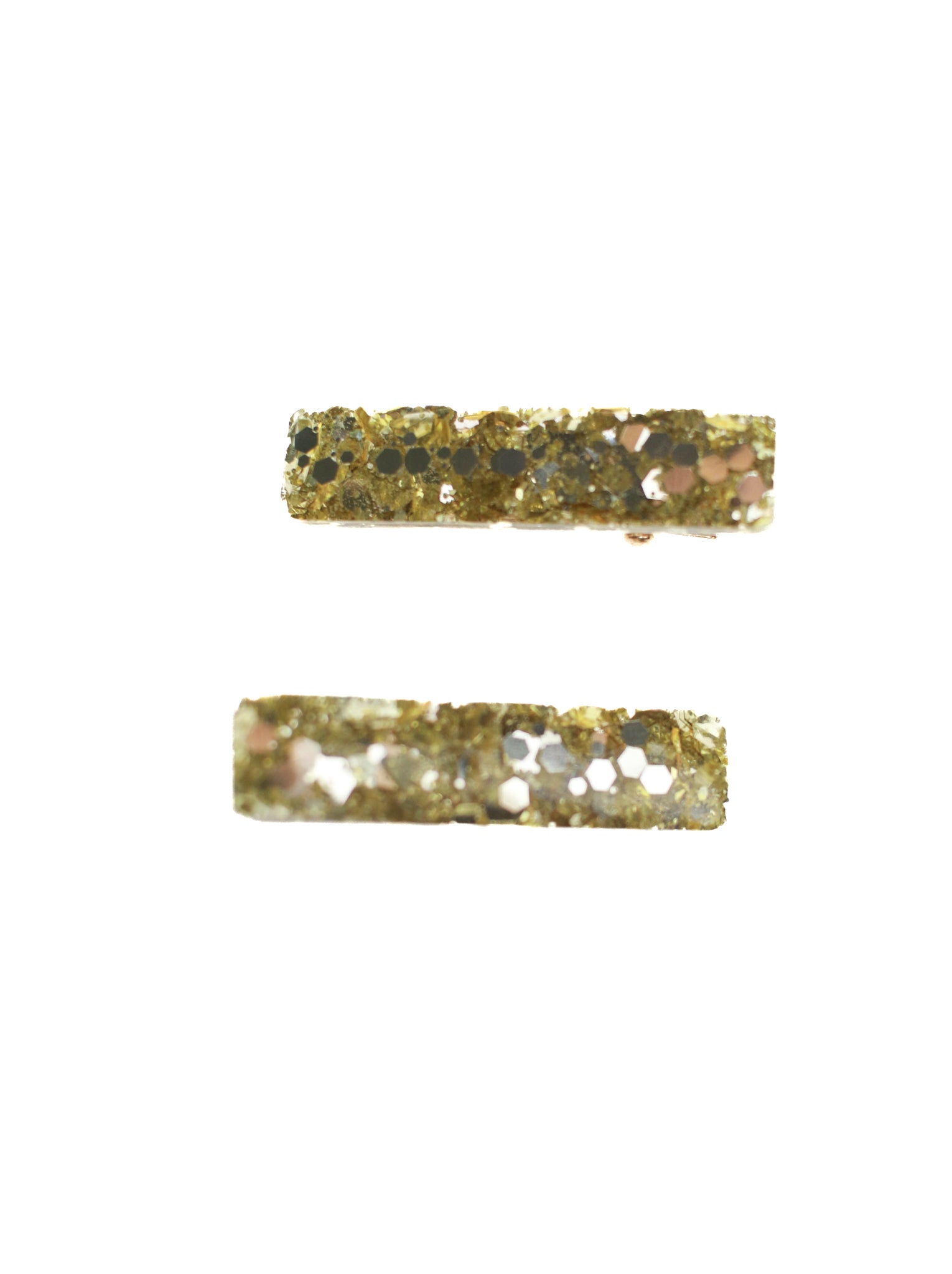 Vintage Gold Hybrid Glitter Resin Hair Clips