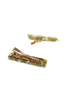 Vintage Gold Hybrid Glitter Resin Hair Clips