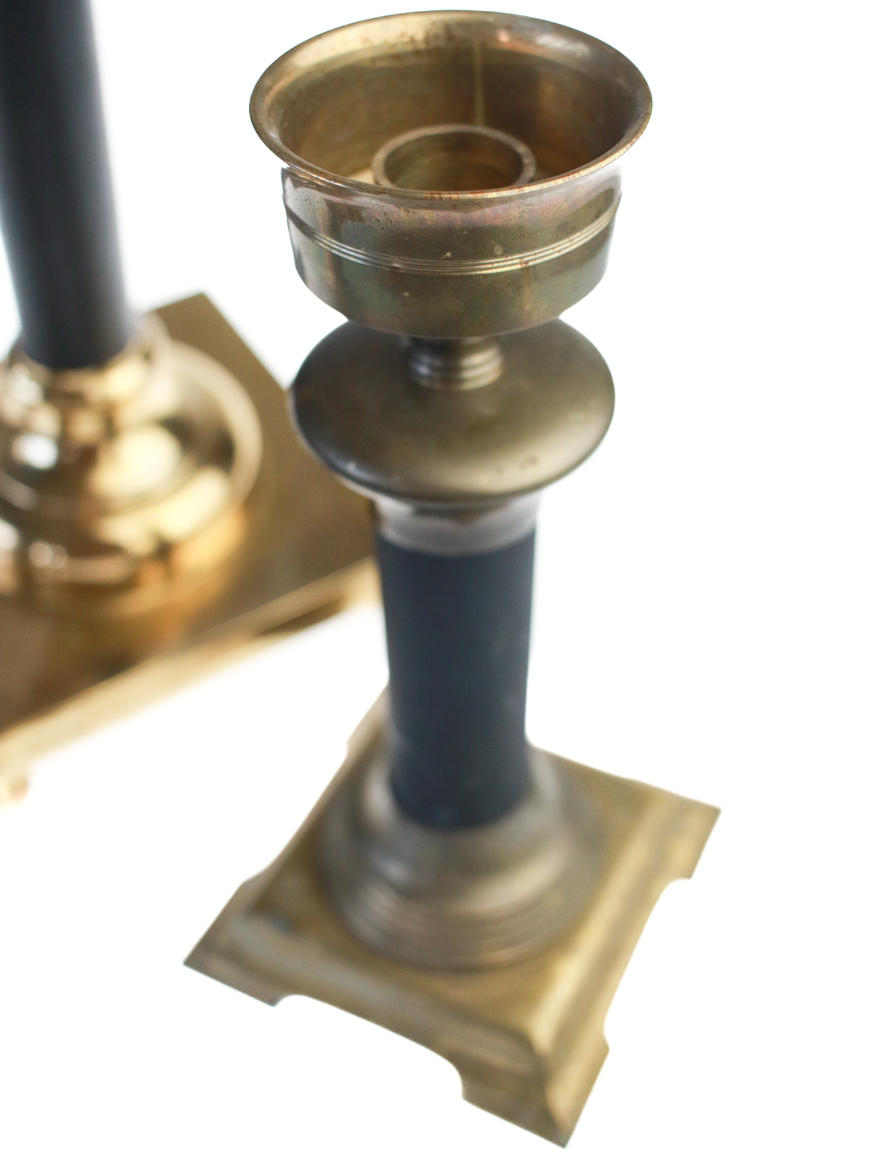 Brass with Matte Black Candle Holder (set of 3)