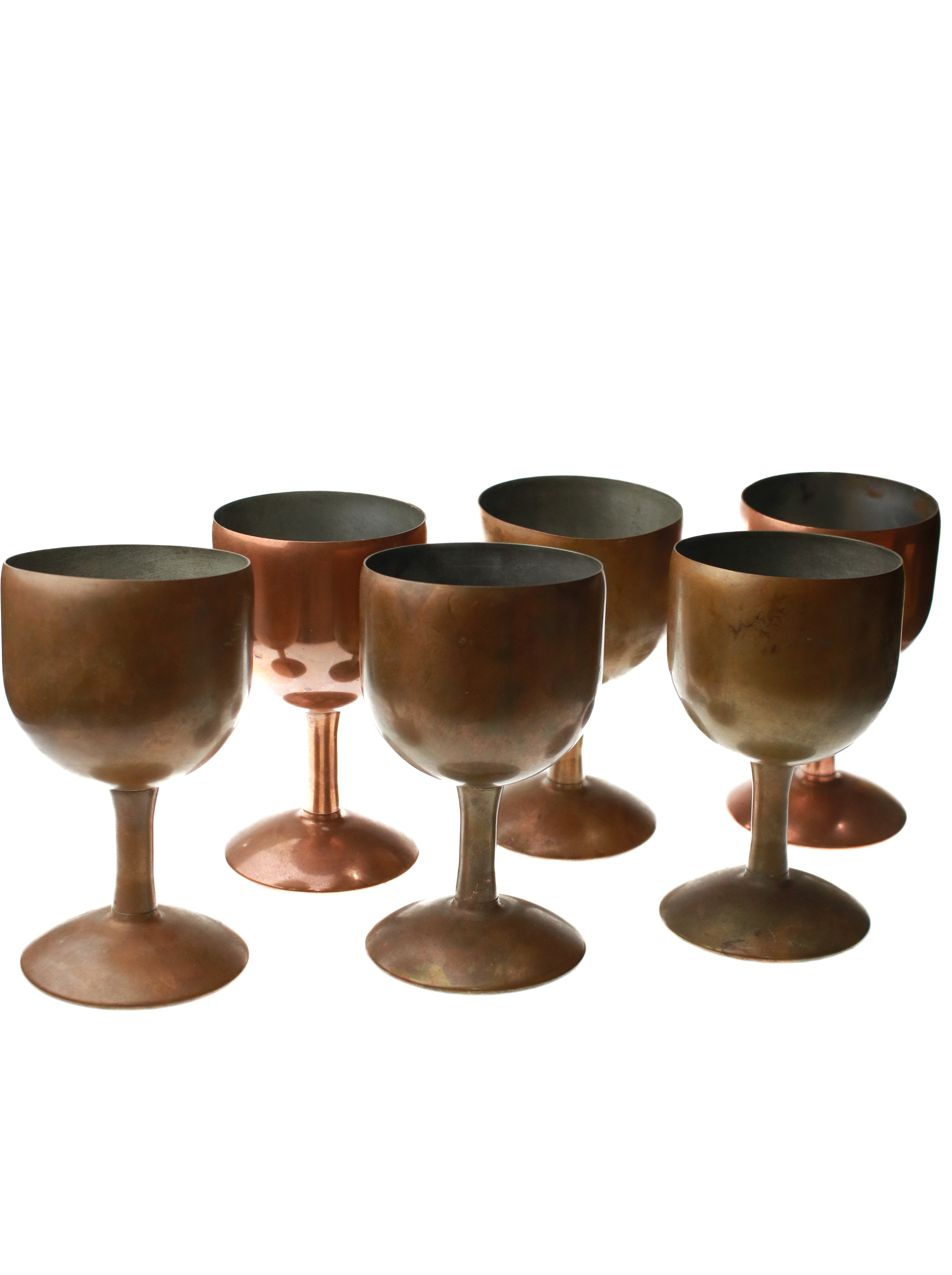 Vintage Copper Pedestal Cups Set of 6