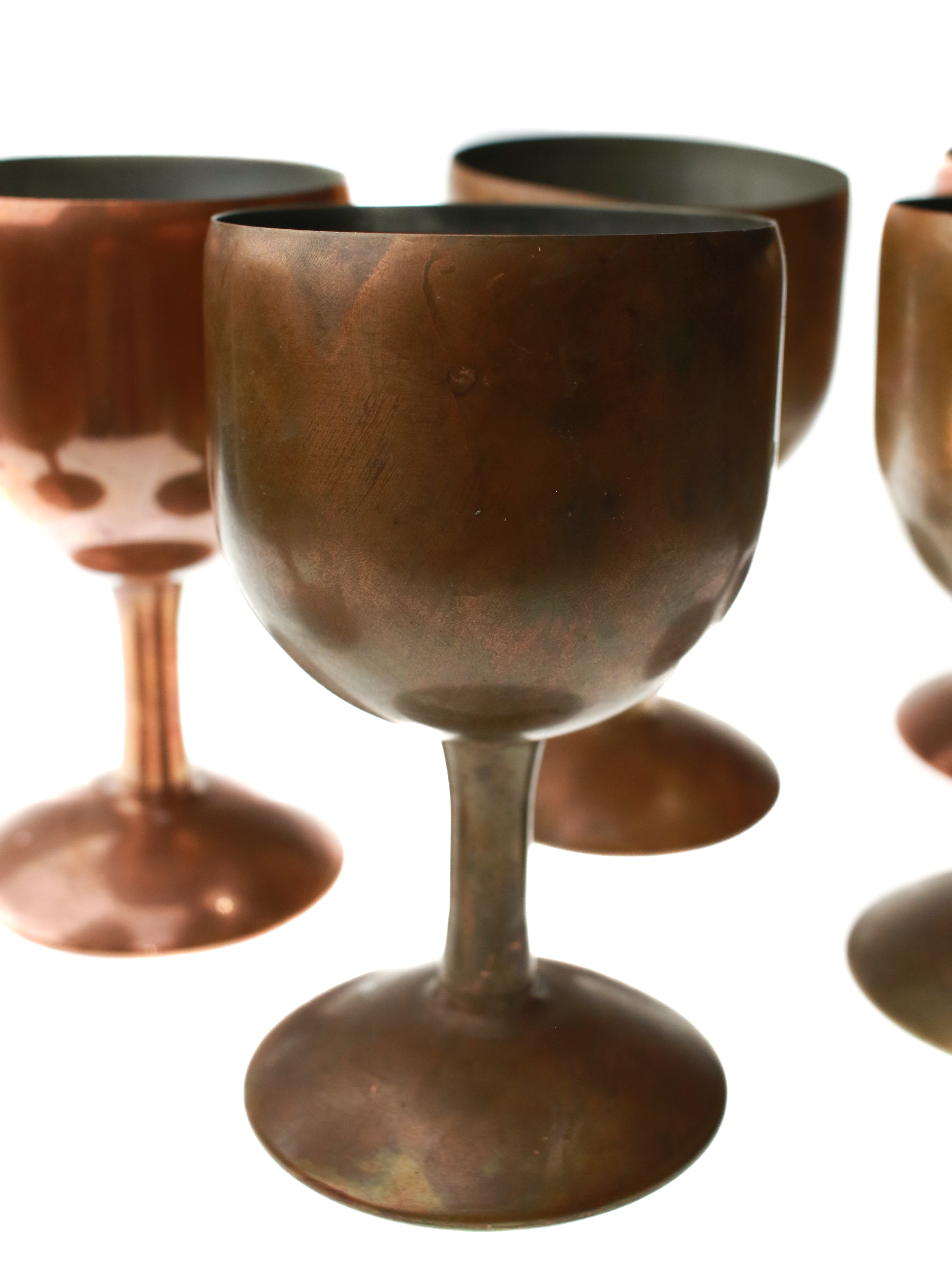 Vintage Copper Pedestal Cups Set of 6
