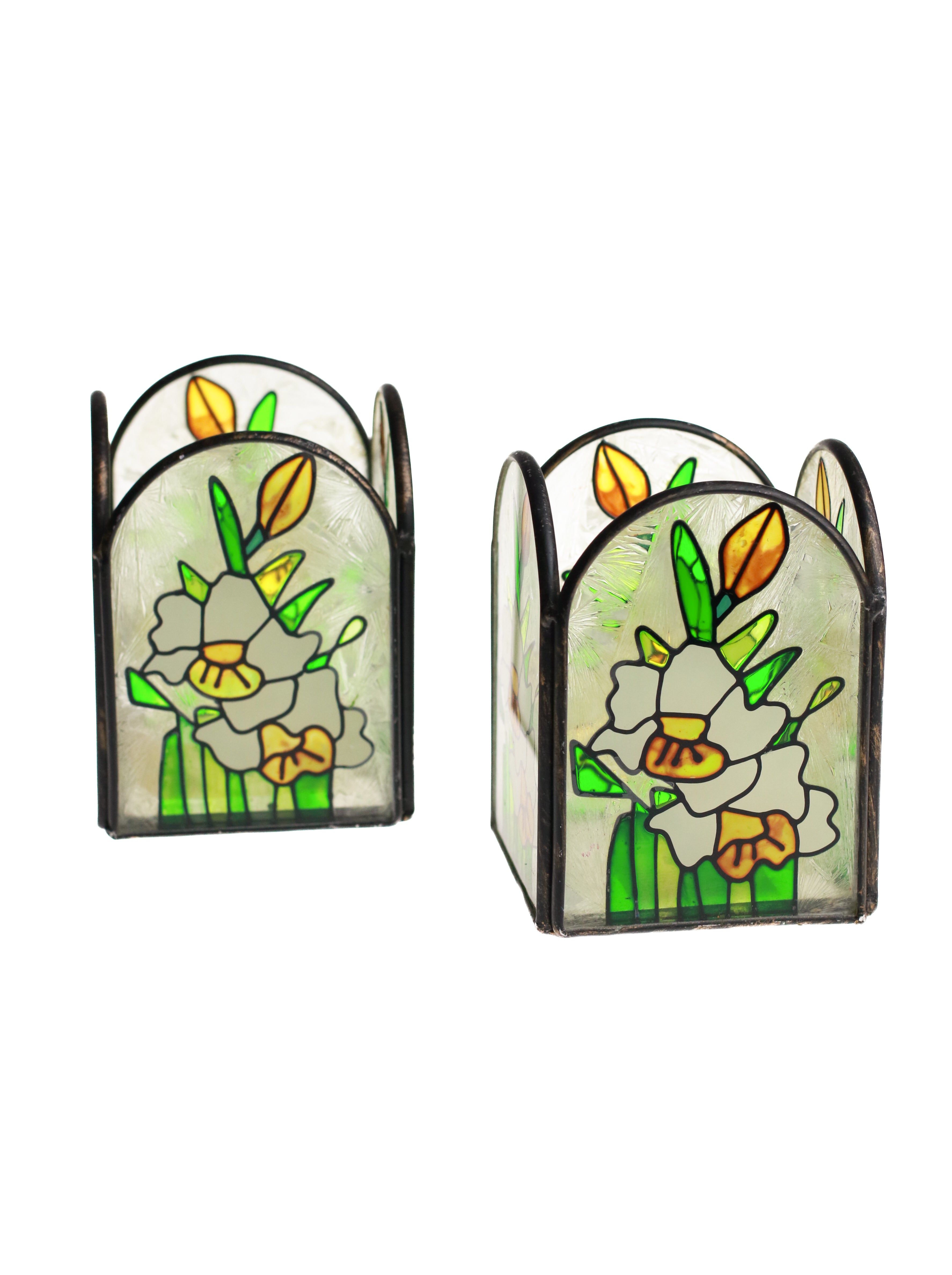 Lily Stained Glass Candle Holders (set of 2) | Whit's Vintage Picks