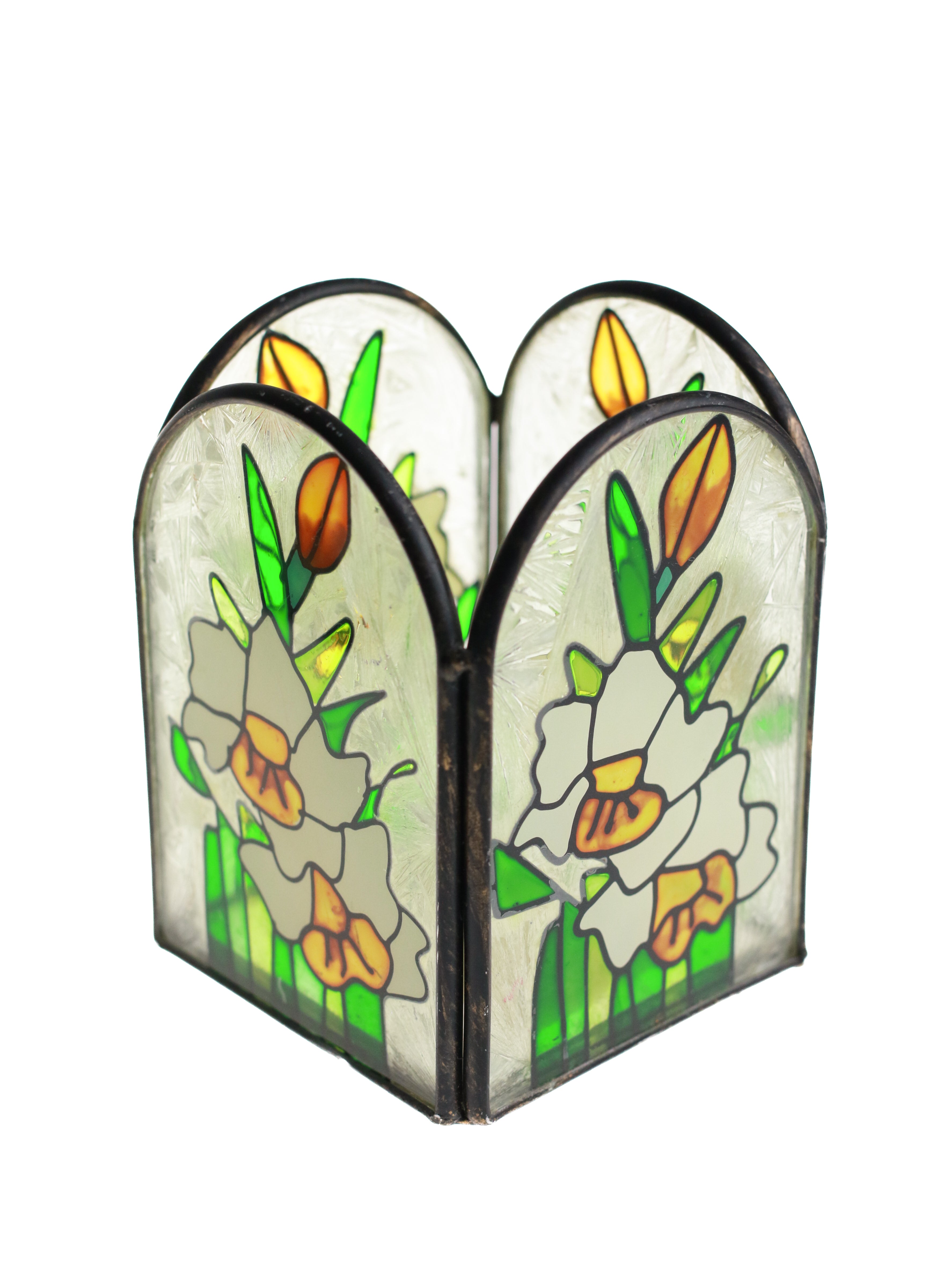 Lily Stained Glass Candle Holders (set of 2) | Whit's Vintage Picks