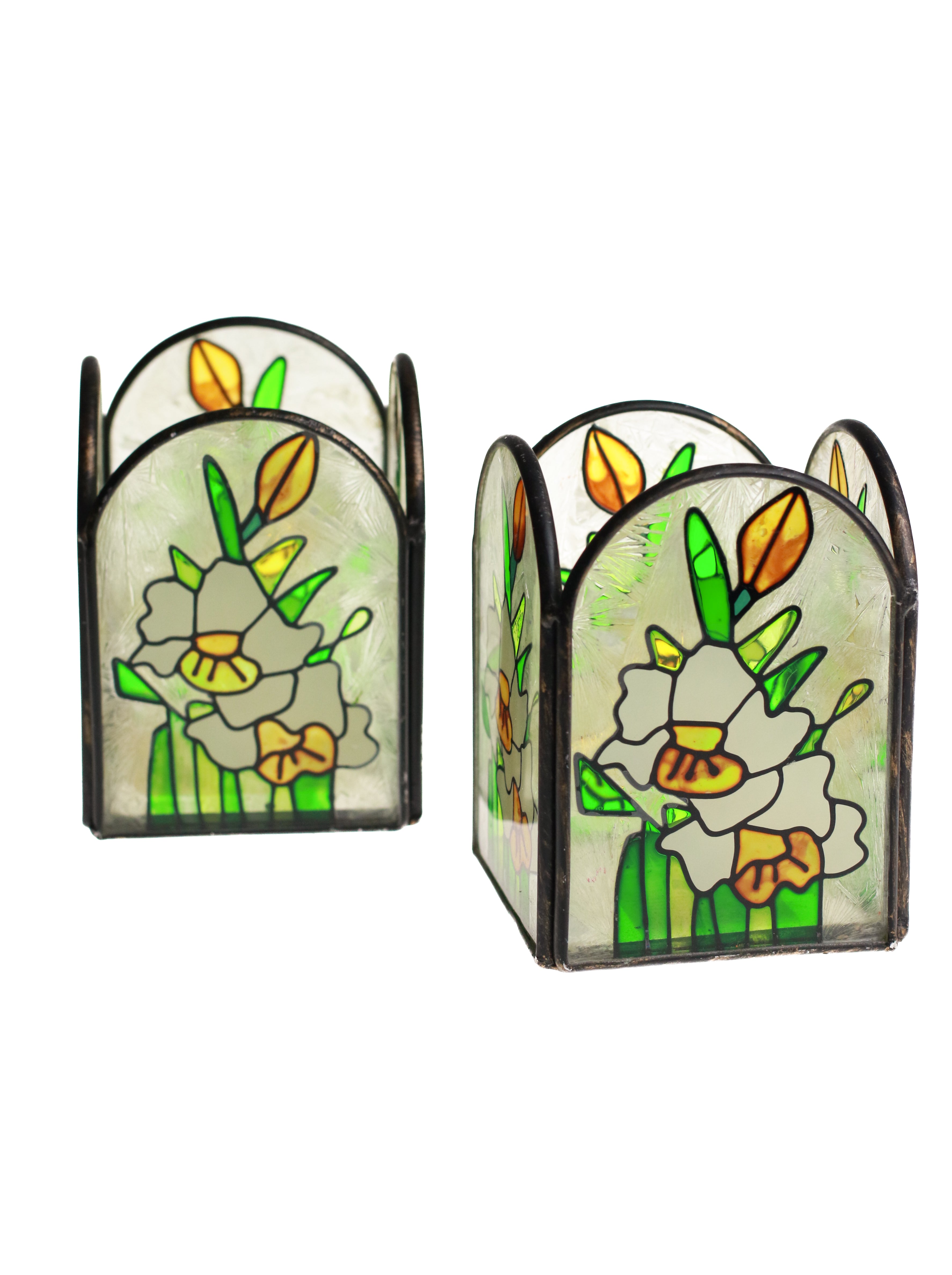 Lily Stained Glass Candle Holders (set of 2) | Whit's Vintage Picks