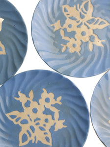 Creamy Blue Flower Plates (set of 5)