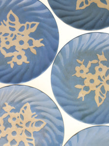 Creamy Blue Flower Plates (set of 5)