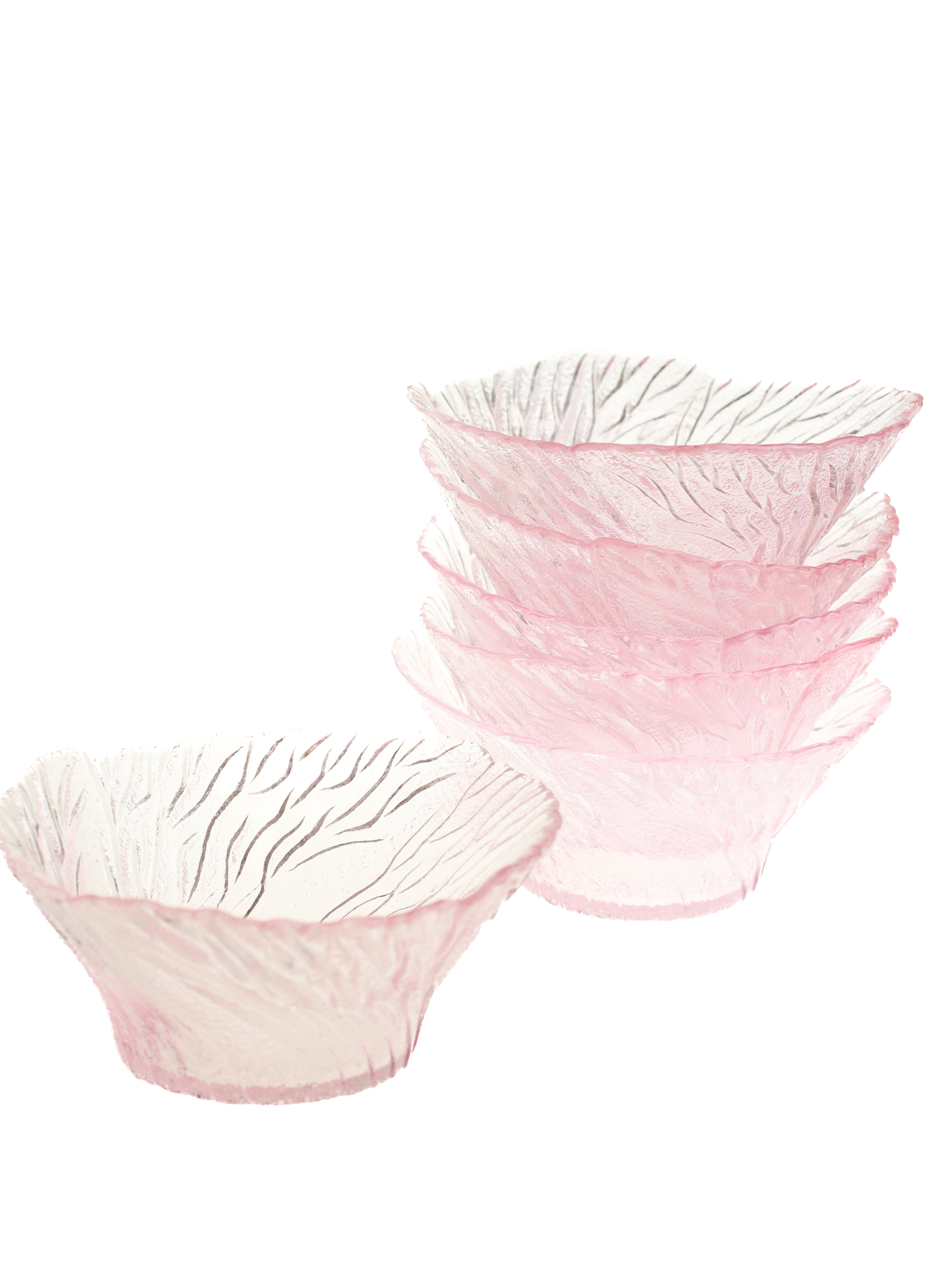 Pink Veined Serving Bowl + Salad Bowls (Set of 7) | Whit's Vintage Picks