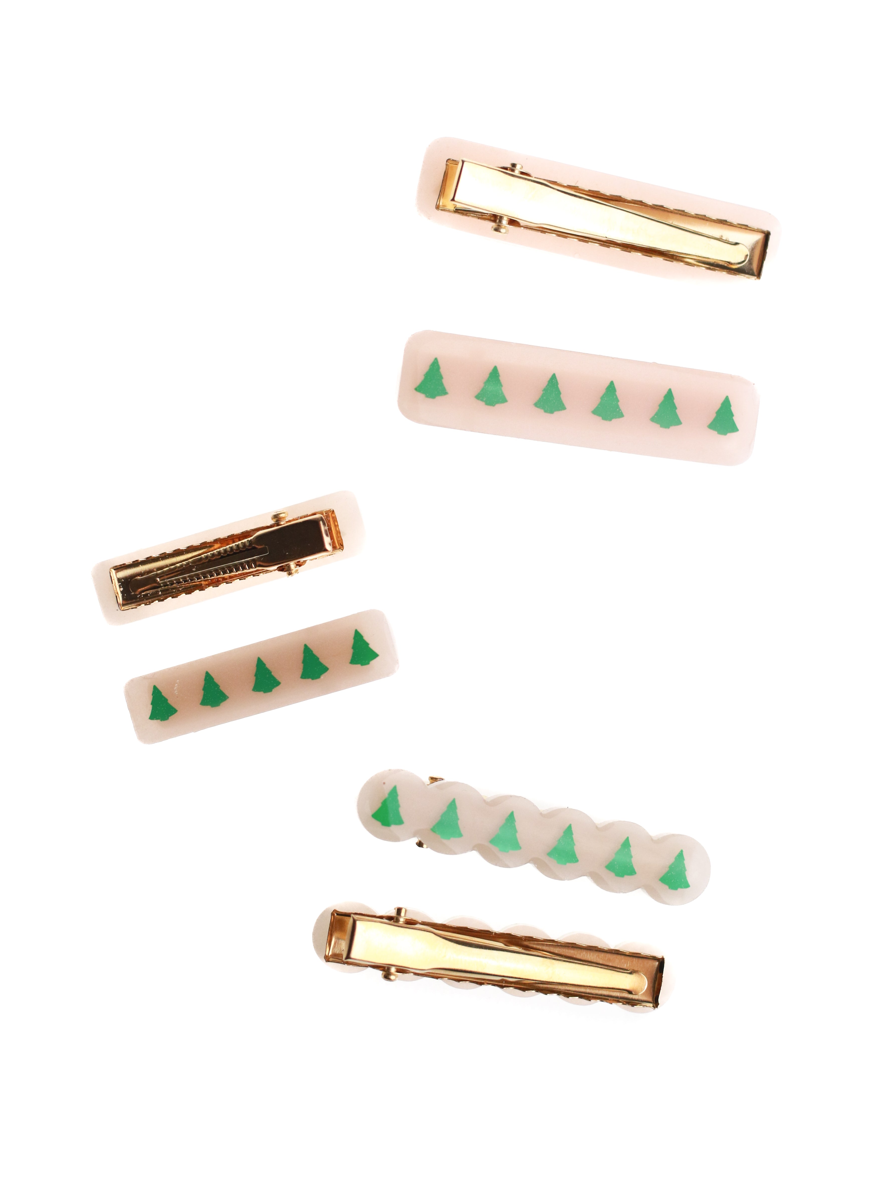 Christmas Tree Holiday Hair Clips (Blush)