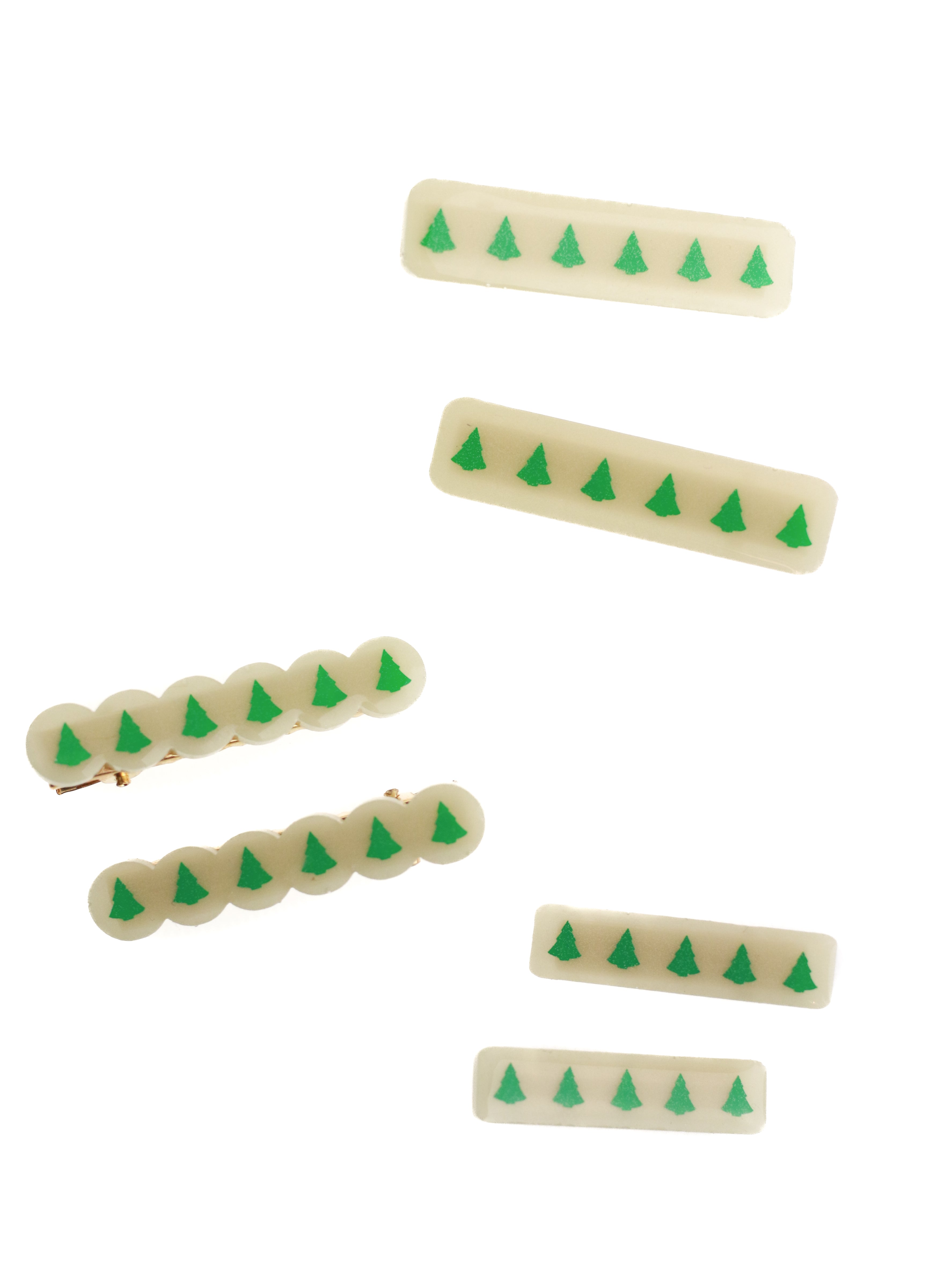 Christmas Tree Holiday Hair Clips (Cream)