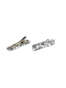 Silver Glitter Resin Hair Clips