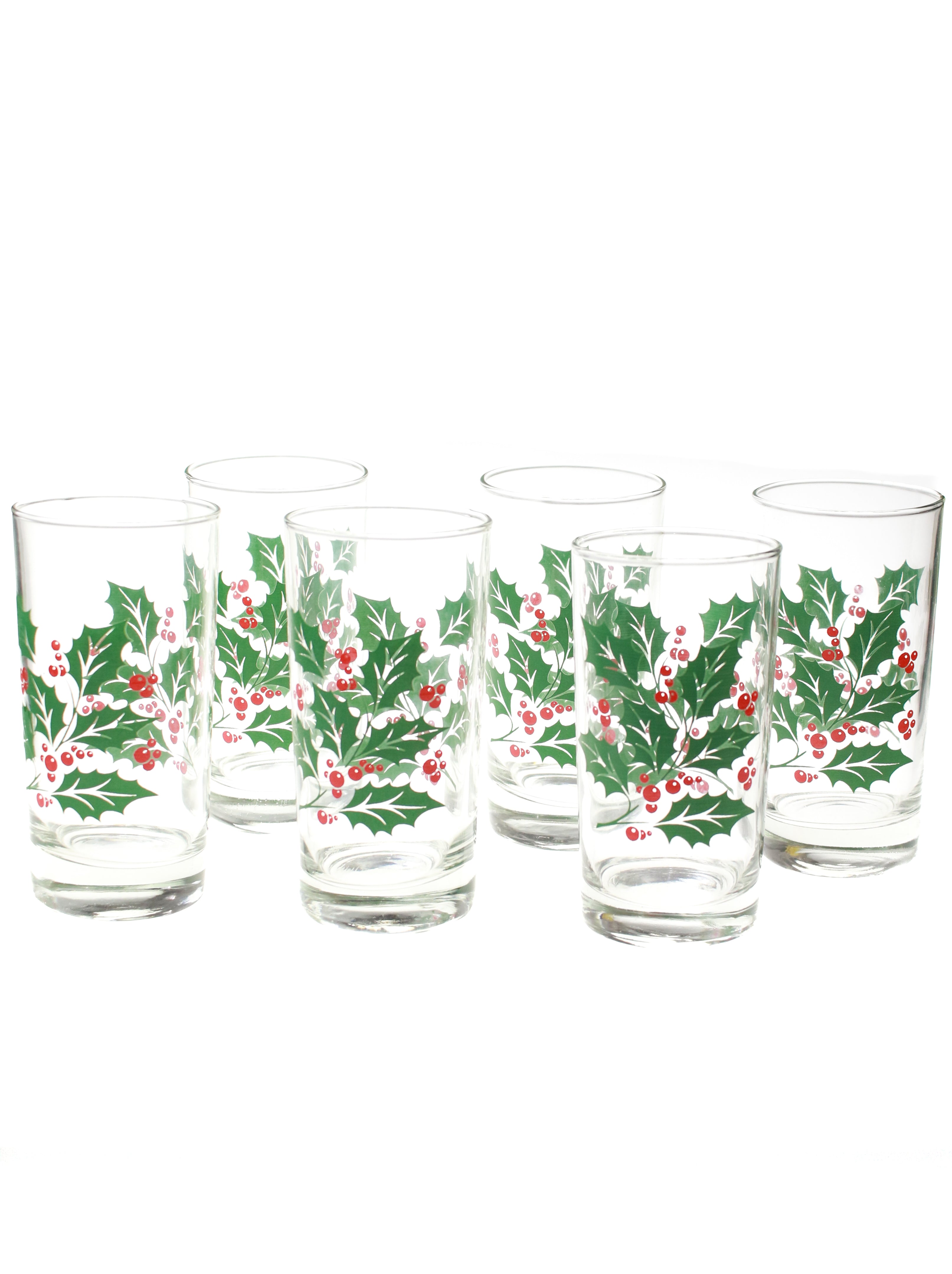 Vintage Holly Drinking Glasses- Set of 8