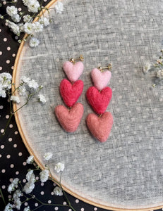 Pink Tiered Heart Ombre Earring