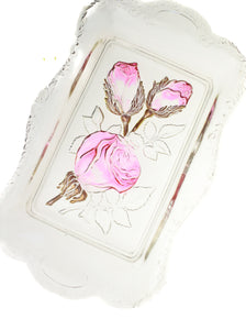 Rose Colored Glass Tray