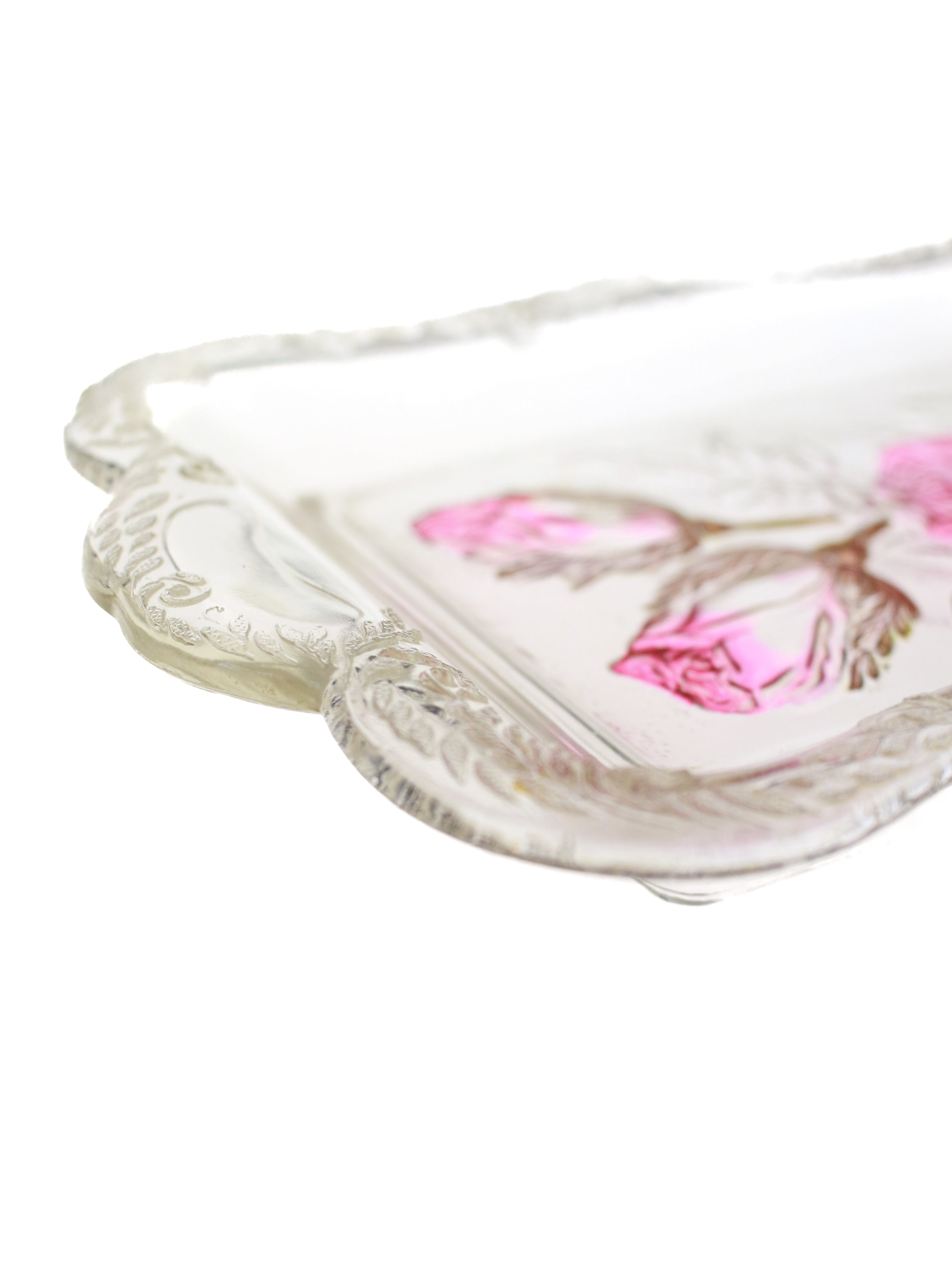 Rose Colored Glass Tray