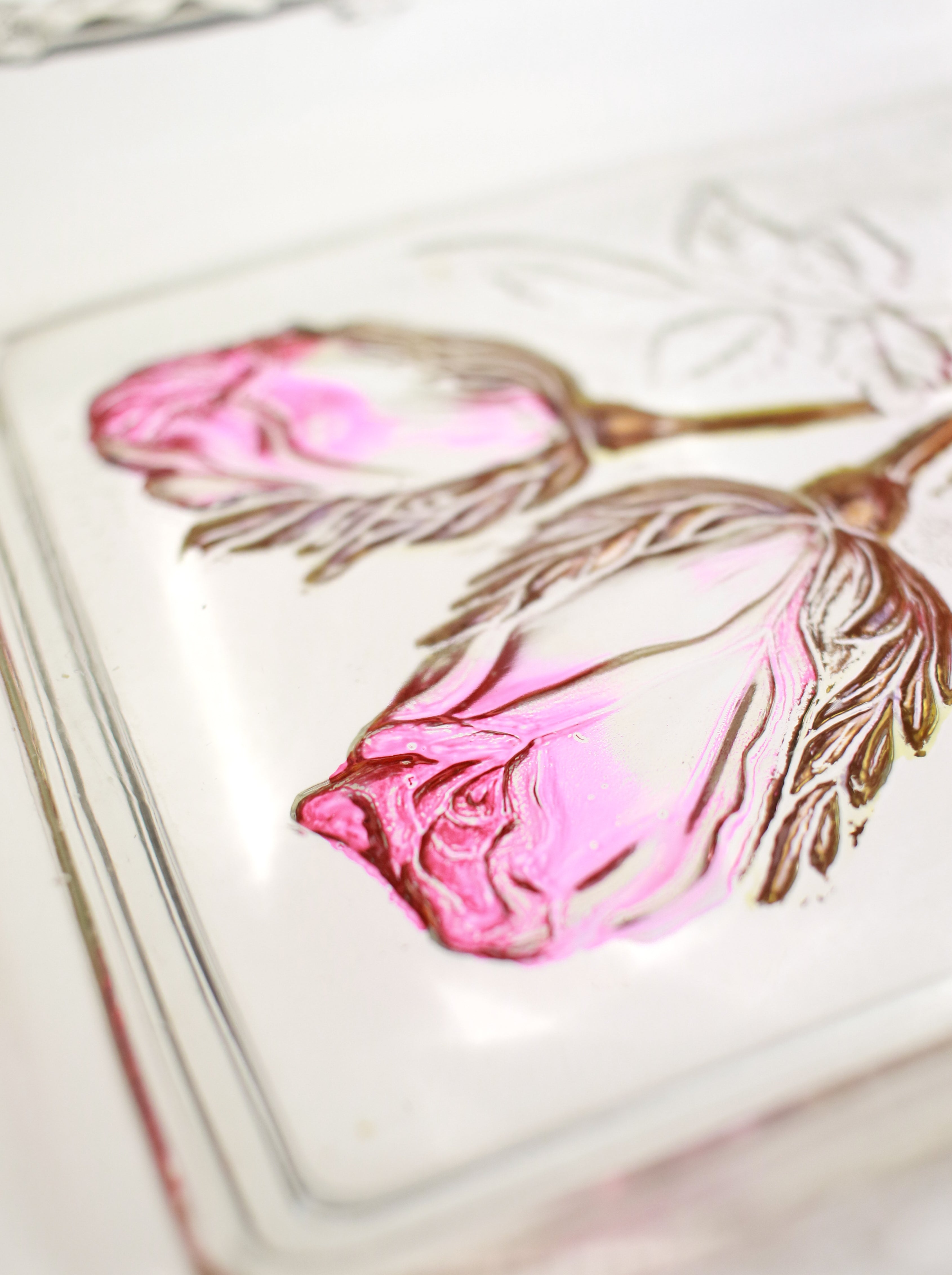 Rose Colored Glass Tray