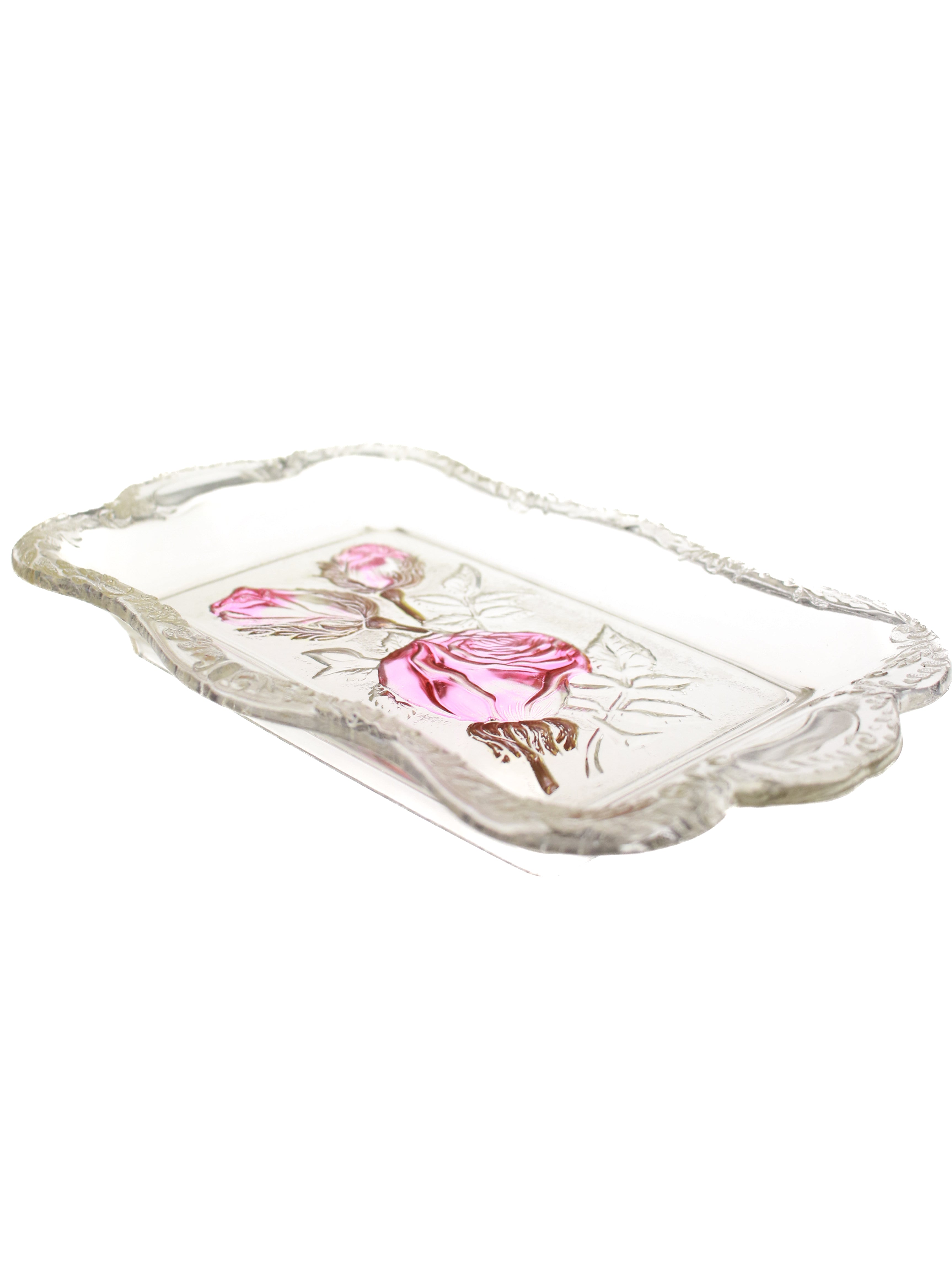 Rose Colored Glass Tray