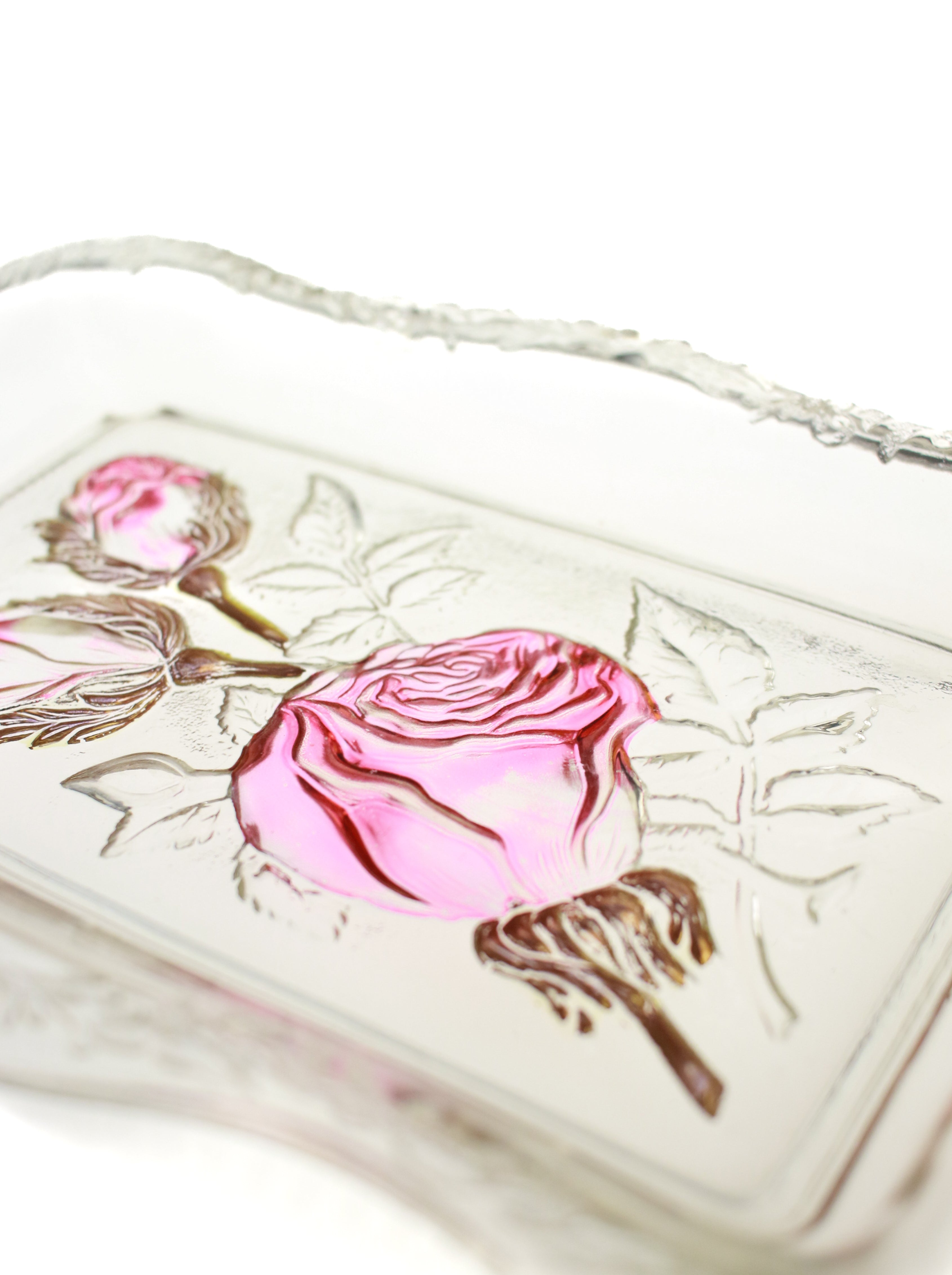 Rose Colored Glass Tray