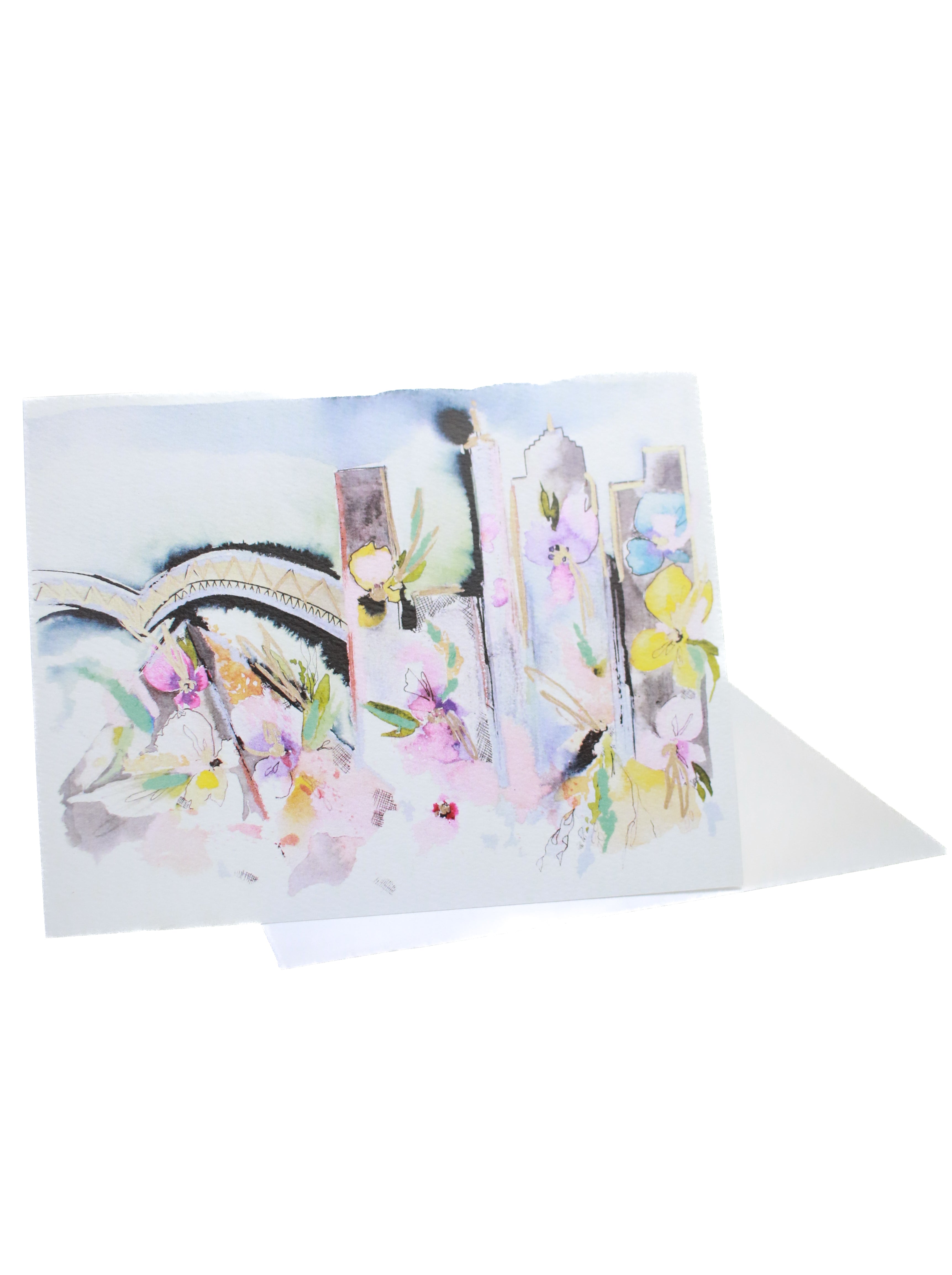 memphis skyline on cardstock stationery