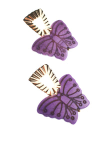 Purple Butterfly Stud Dangle Earrings