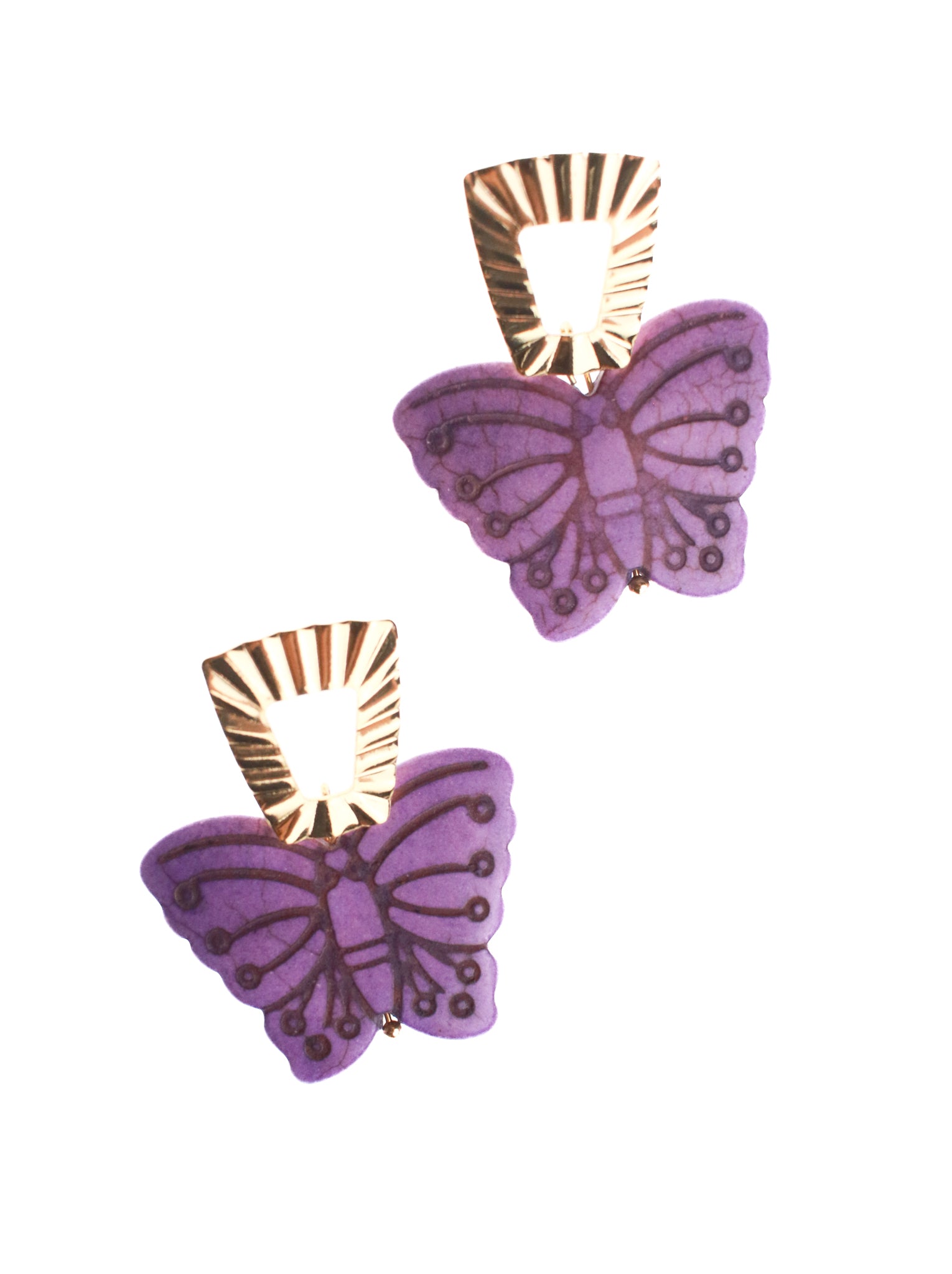 Purple Butterfly Stud Dangle Earrings