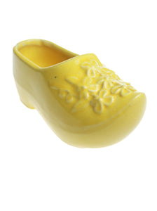 Ceramic Yellow Dutch Shoe Planter with Plant