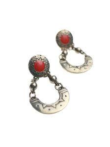 Red and Silver Sun Earrings