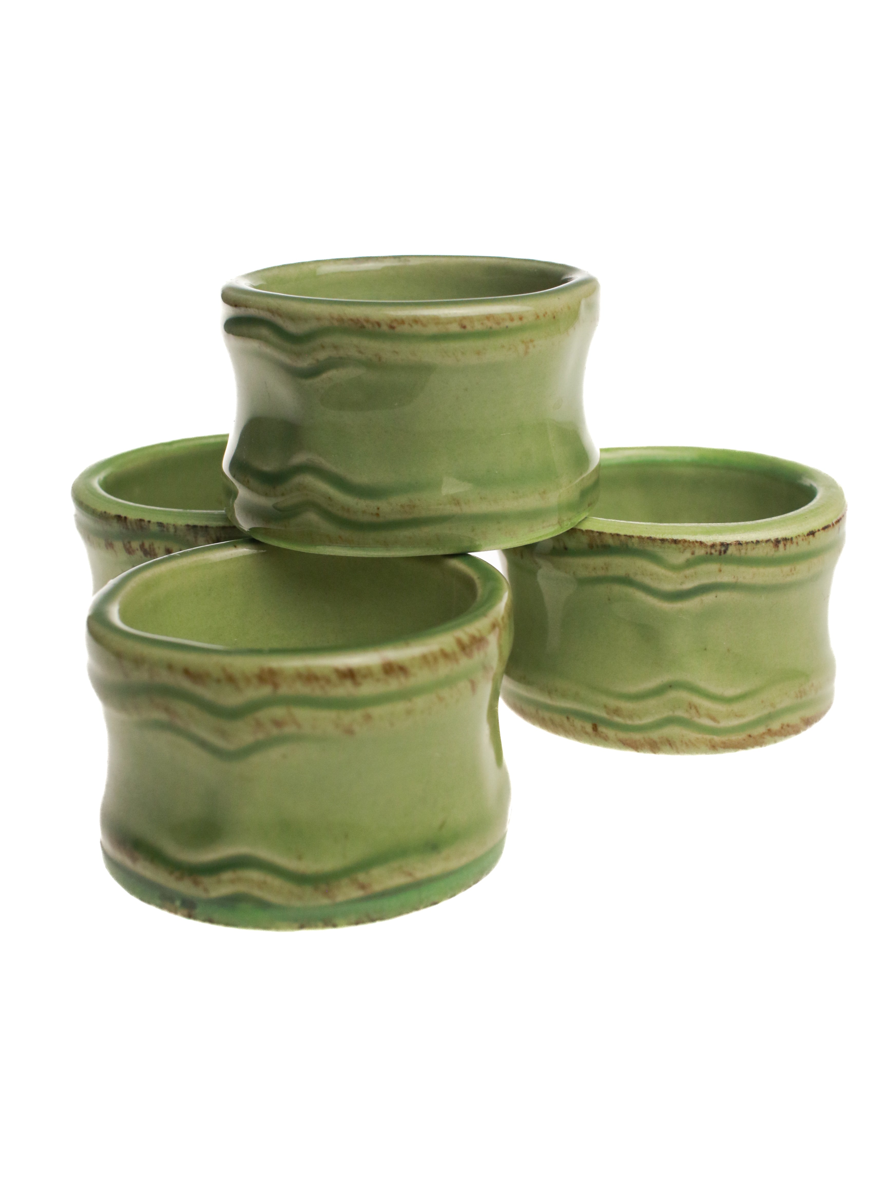 Green Ceramic Napkin Ring (Set of 4) | Whit's Vintage Picks